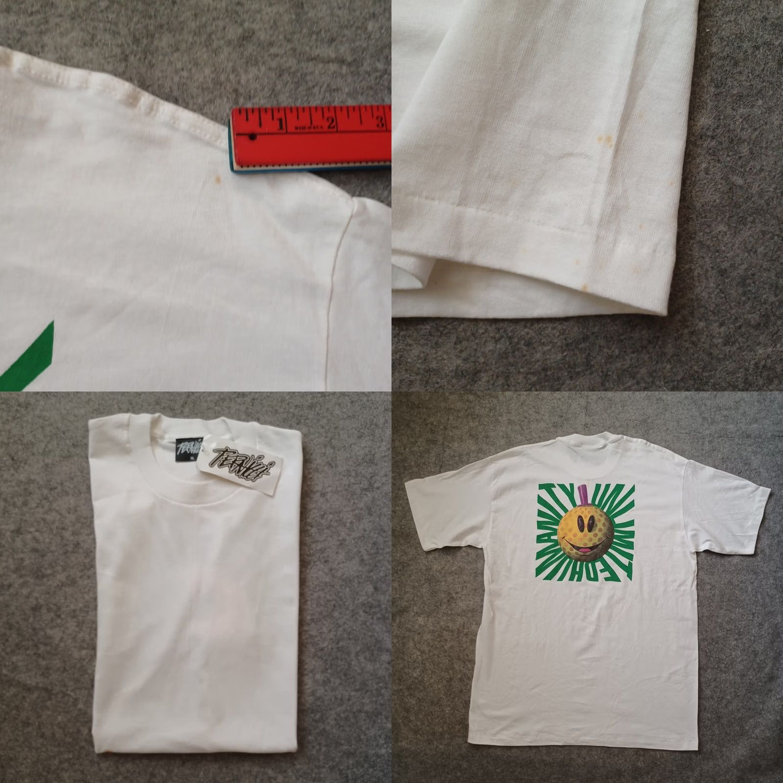 Vintage Pernicci Unlimited Humanity T Shirt Mens XL White Happy Face Short Sleeve Vintage Size US XL / EU 56 / 4 - 9 Thumbnail