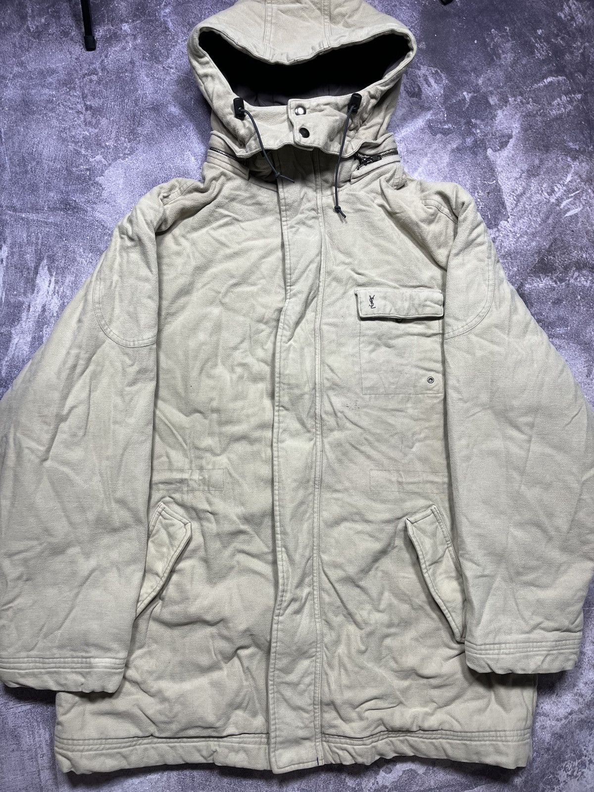 Yves Saint Laurent Yves Saint Laurent YSL Vintage jacket beige hood Parka Size US L / EU 52-54 / 3 - 1 Thumbnail