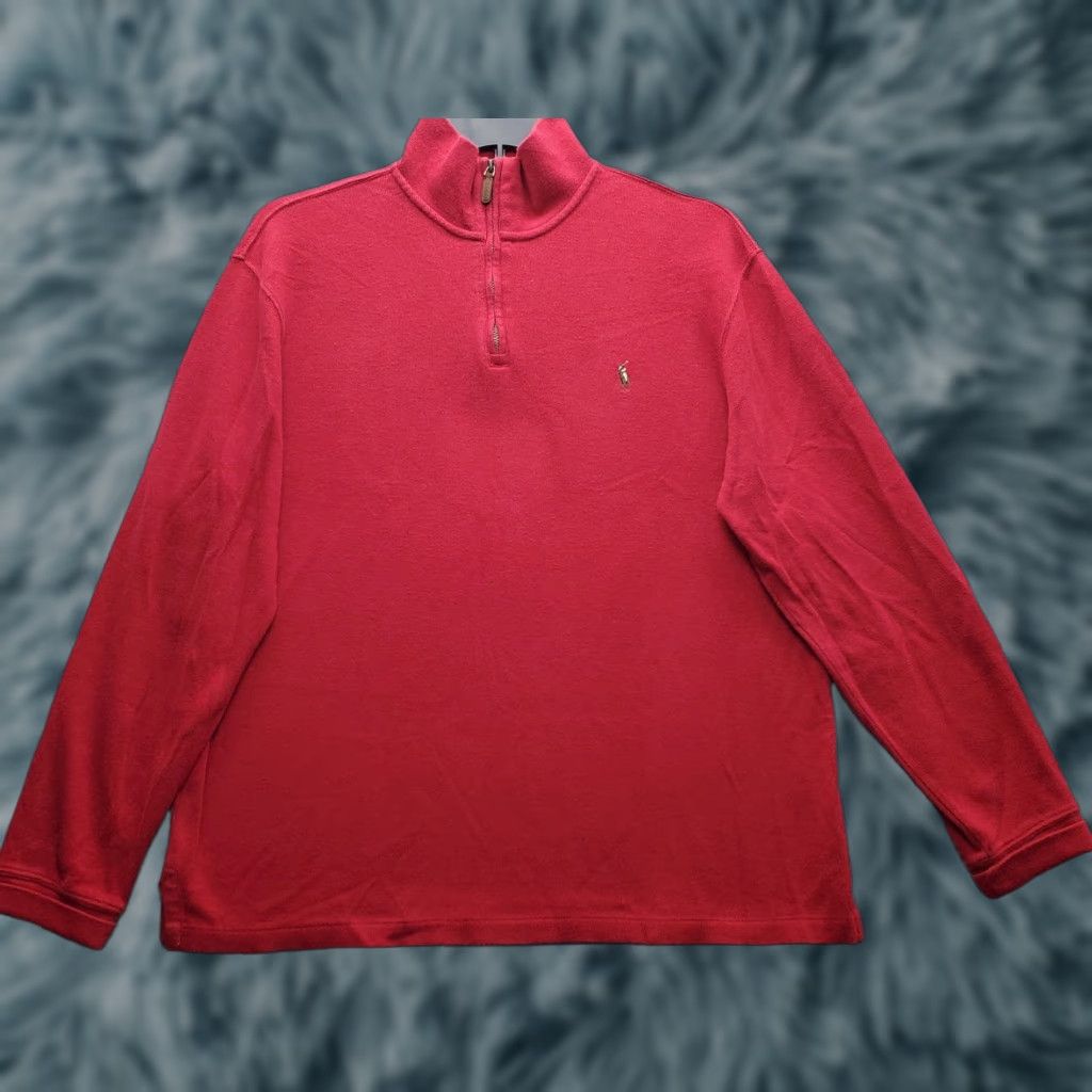 Polo Ralph Lauren Polo Ralph Lauren Sweater Mens Large Red Estate Rib Long Sleeve Slit Quarter Zip Size US L / EU 52-54 / 3 - 1 Thumbnail