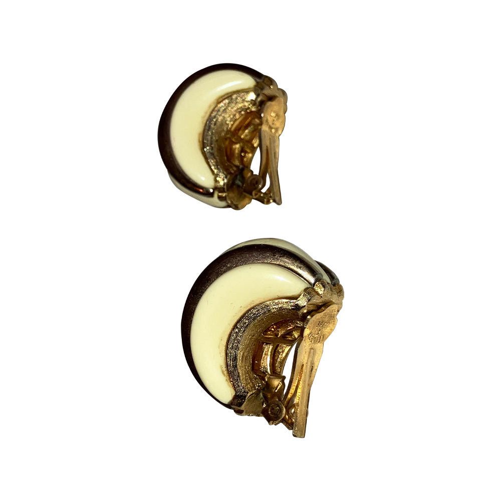 Designer Kenneth Lane White and Gold Ridged Earrings Size ONE SIZE - 4 Thumbnail