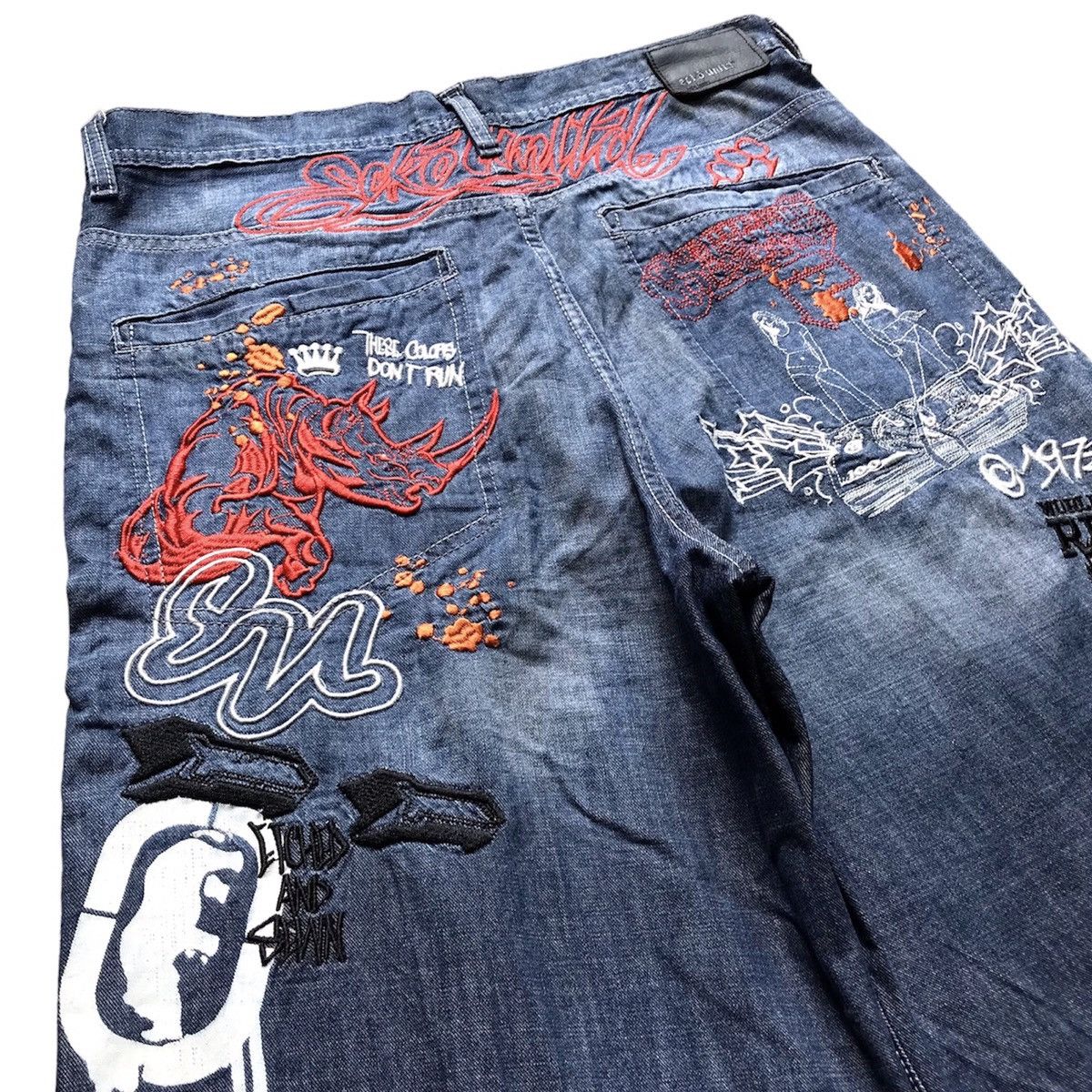 Ecko Unltd. × JNCO Y2K Ecko Embroidered Denim Pants Size US 34 / EU 50 - 2 Thumbnail