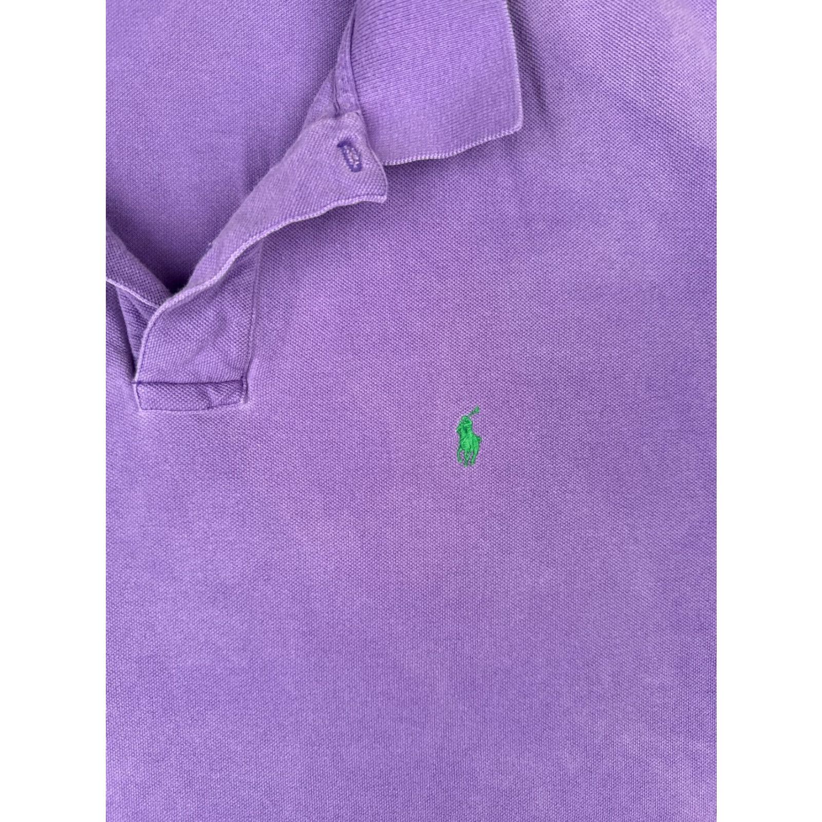 Ralph Lauren VINTAGE Polo Ralph Lauren Shirt Men 2XL Purple Short Sleeve 100% Cotton Polo Shirt, 80s Golf Theme, Slim Fit Mens Size US XXL / EU 58 / 5 - 6 Thumbnail