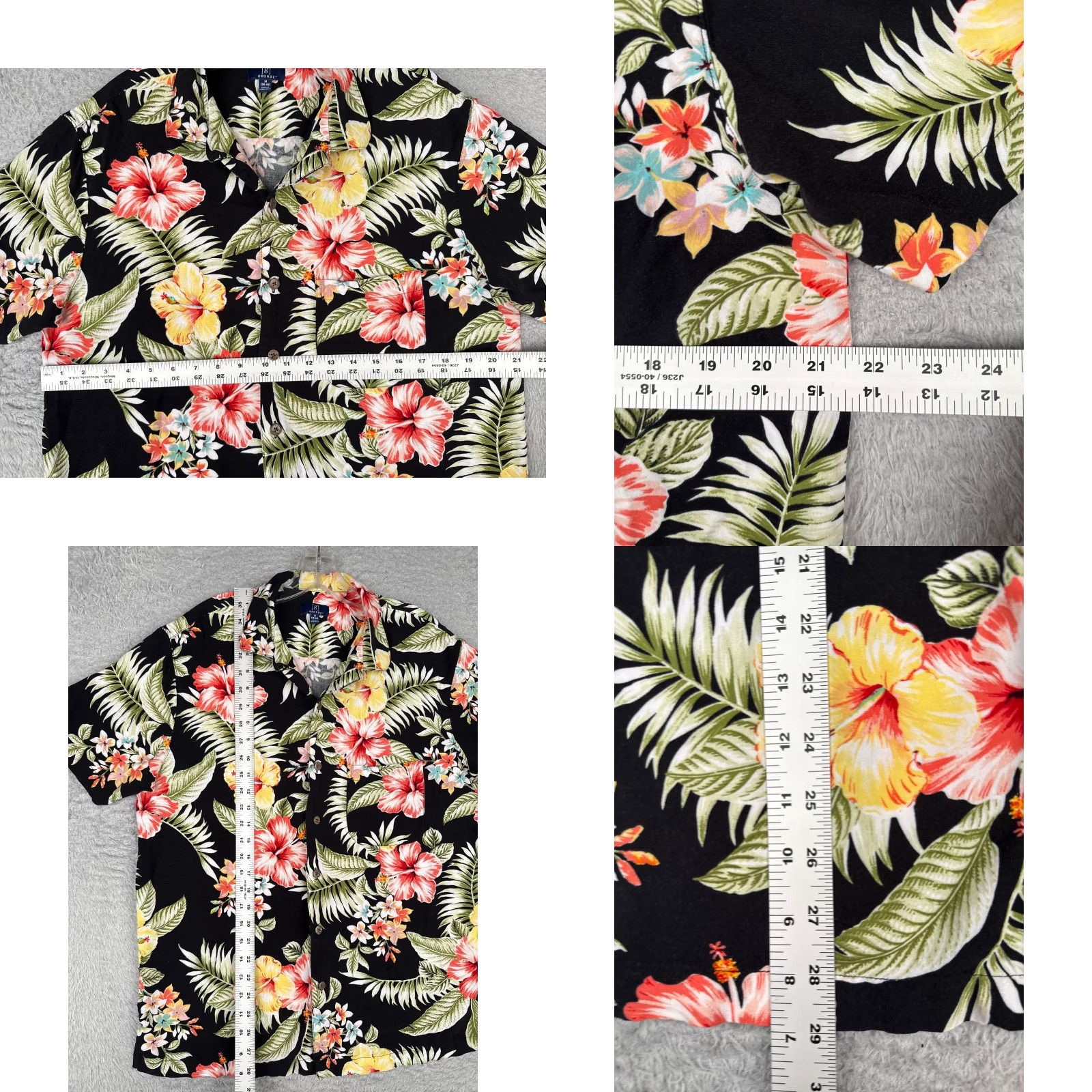 George George Hawaiian Shirt Mens M Black Floral Palm Leaf Button-Up Size US M / EU 48-50 / 2 - 8 Thumbnail