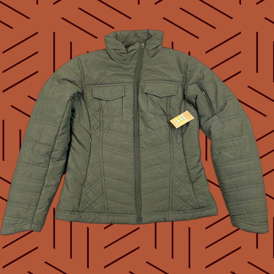 Title Nine Jacket Womens Small Moto Puffer Grape Leaf Olive Green Full Zip NEW