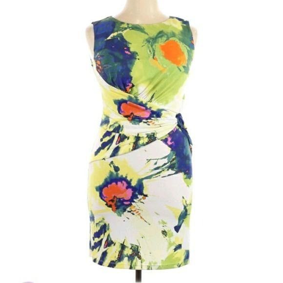 Vintage Suzi Chin Artsy Abstract Floral Cocktail Dress Sz 10 Splatte Size L / US 10 / IT 46 - 1 Thumbnail