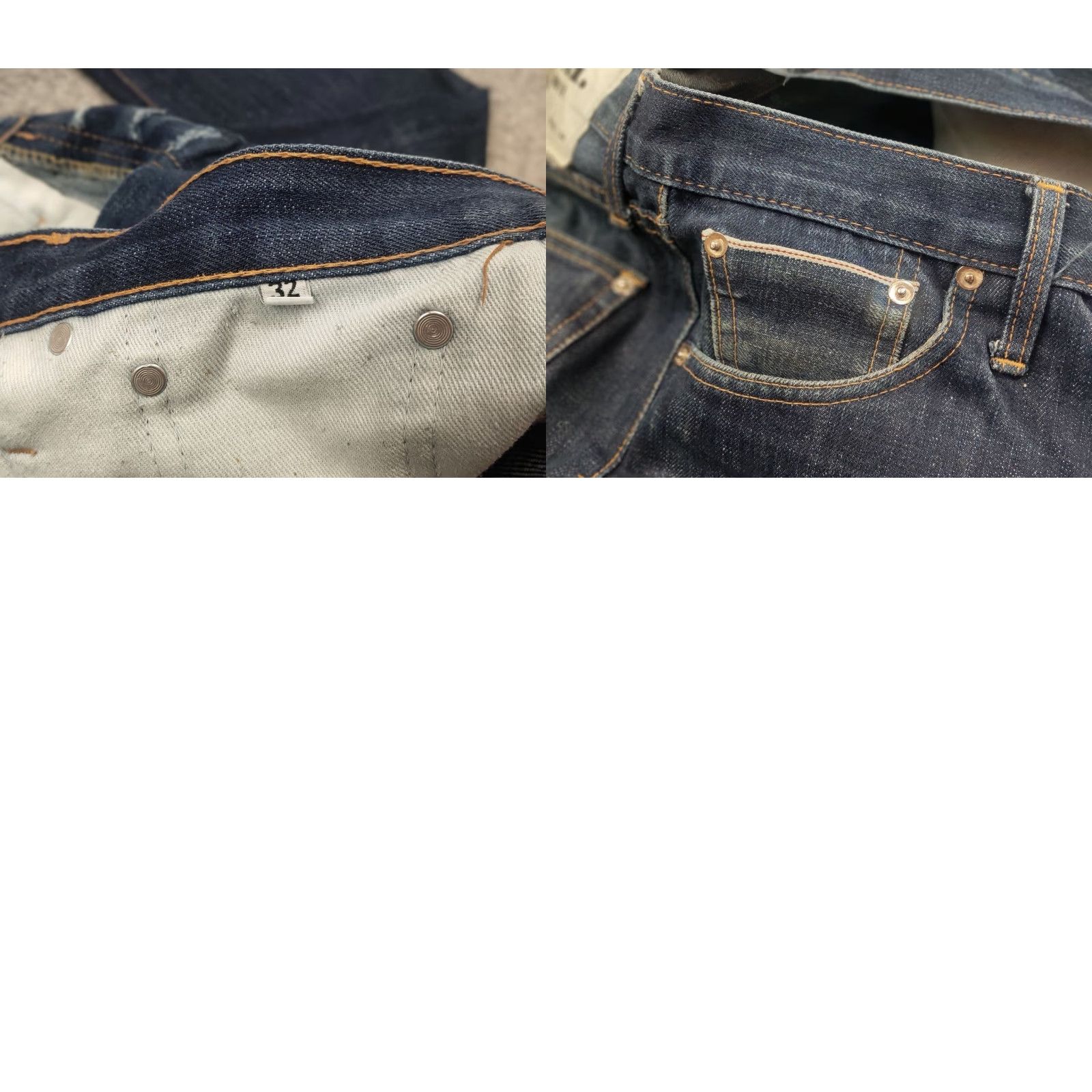 Denime Vintage D.H. Tribute Japanese Selvedge Faded Denim Jeans Men 32 Blue 5-Pocket Design Regular Straight 90s Japan PMID Size US 32 / EU 48 - 10 Thumbnail