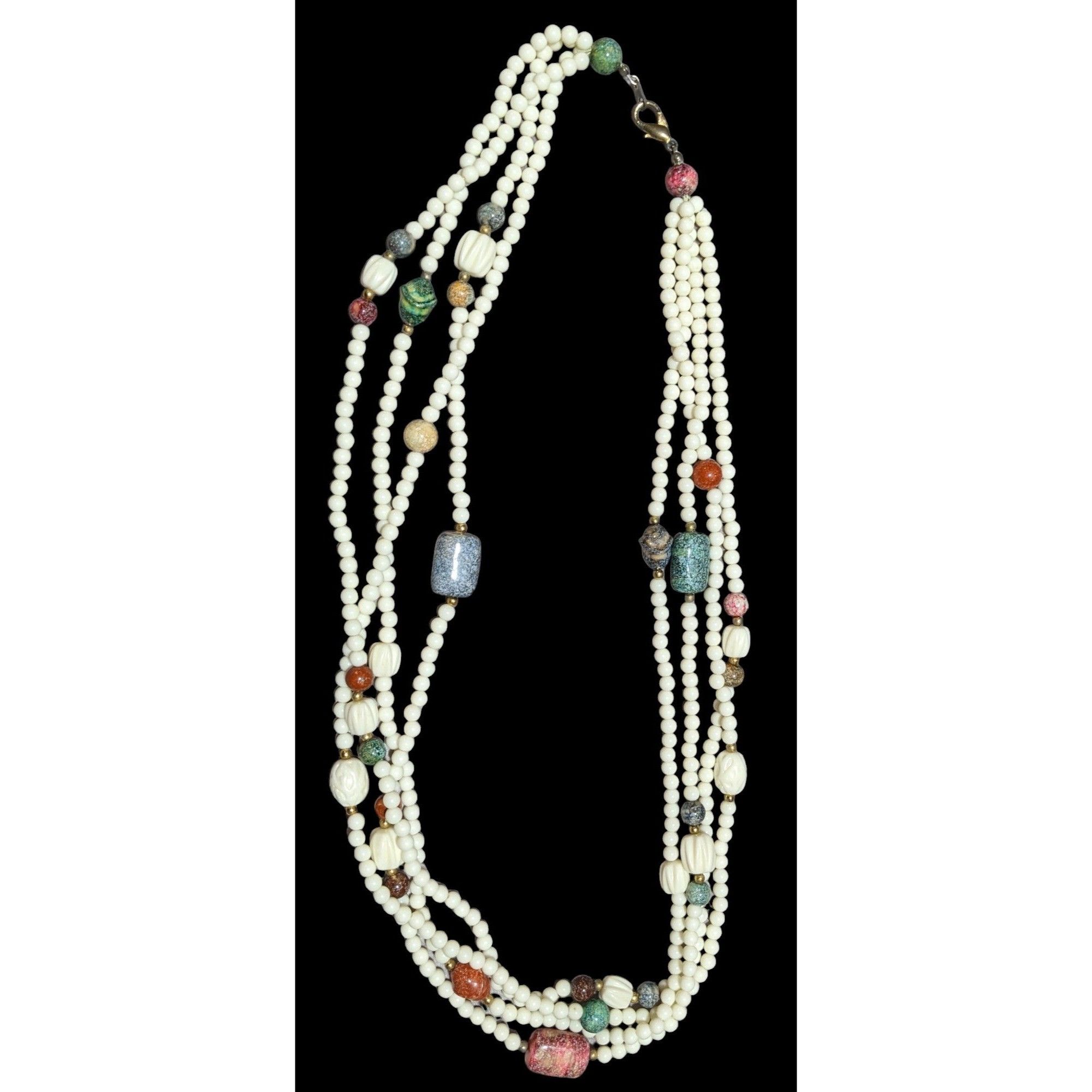 Other Vintage White And Rainbow Beaded Lucite Necklace Size ONE SIZE - 1 Thumbnail