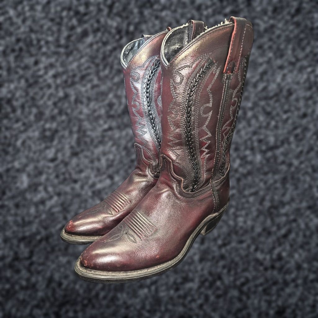 Vintage VINTAGE Abilene Cherry Leather Cowboy Western Boots Men’s Size 8.5 Style 6441-D - Cherry - Boots - Western - Leather - Men - Vintage 6441-D Size US 8 / EU 41 - 1 Thumbnail