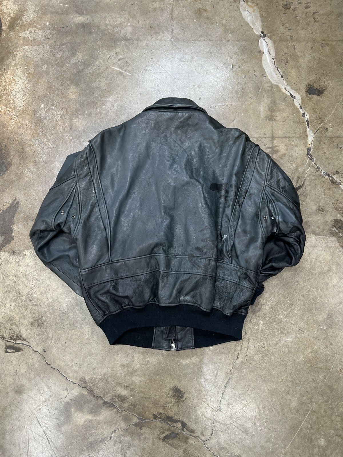 Avirex × Vintage Vintage Avirex Navy Aeronautics Leather Bomber Jacket Large Size US L / EU 52-54 / 3 - 4 Thumbnail