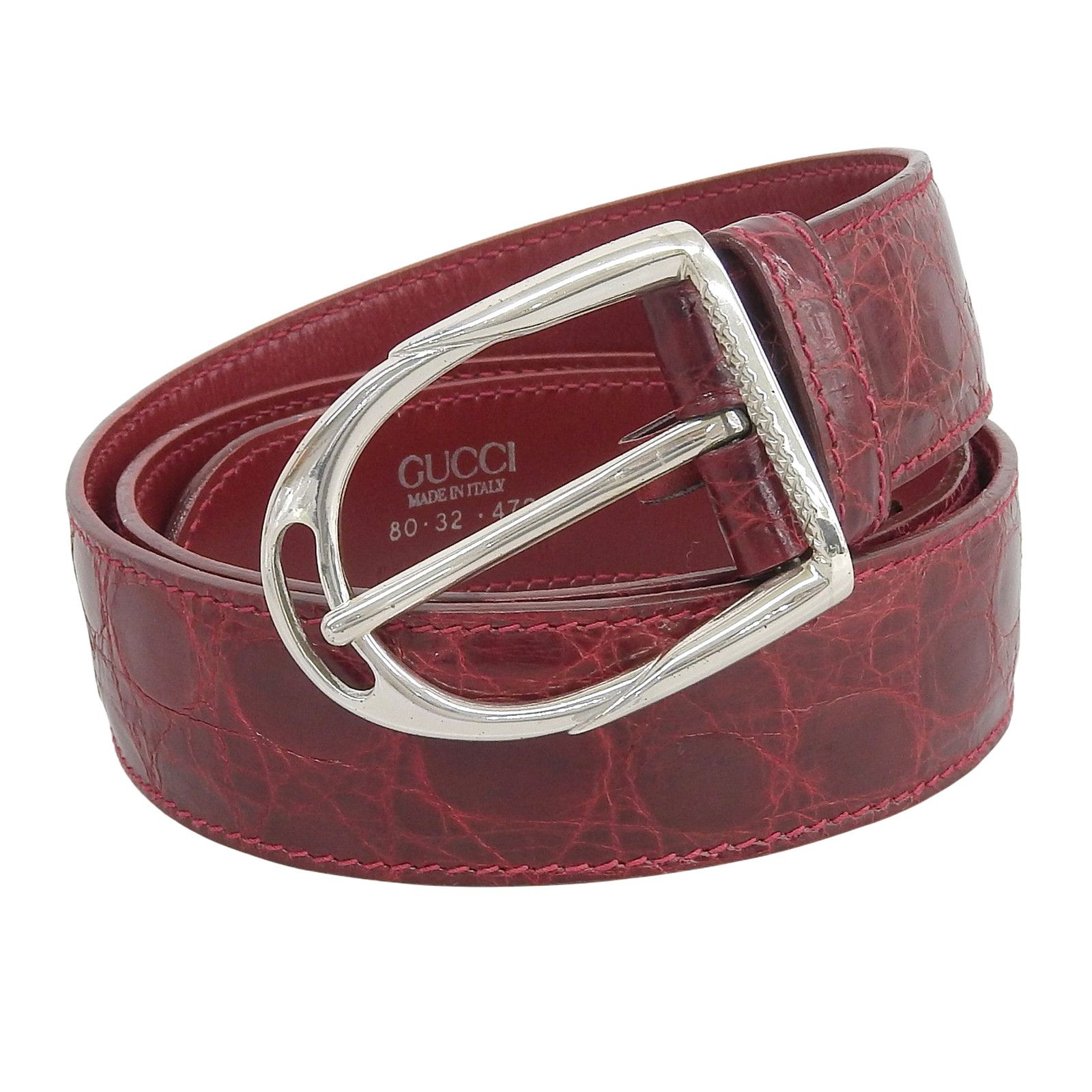 Gucci Gucci Gucci Crocodile Leather Belt Leather Belt 087.194 DUTY FREE for USA Size ONE SIZE - 1 Thumbnail