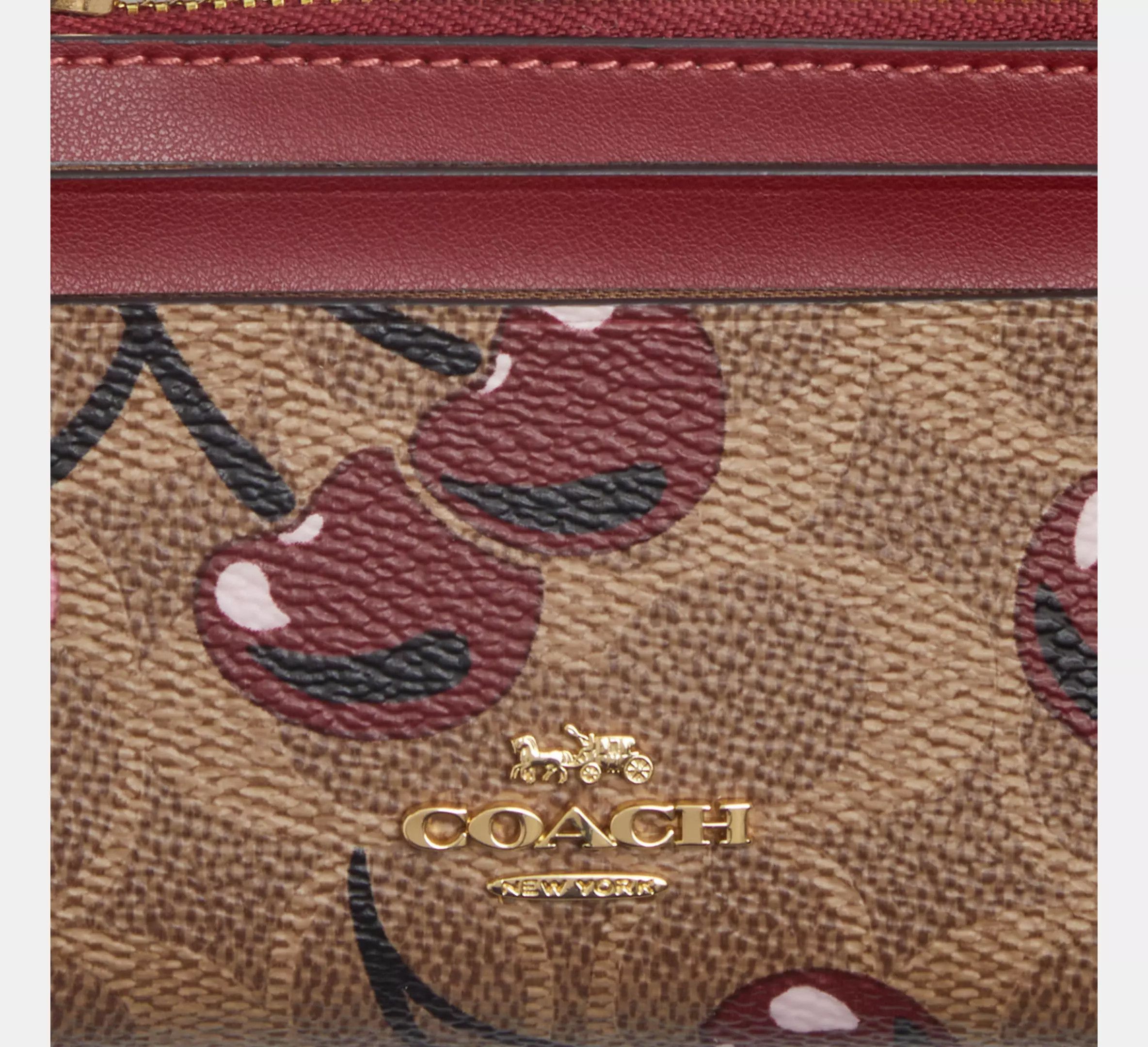 Coach 🍒 Mini Skinny Id Case With Cherry Print CZ462 Size ONE SIZE - 7 Thumbnail