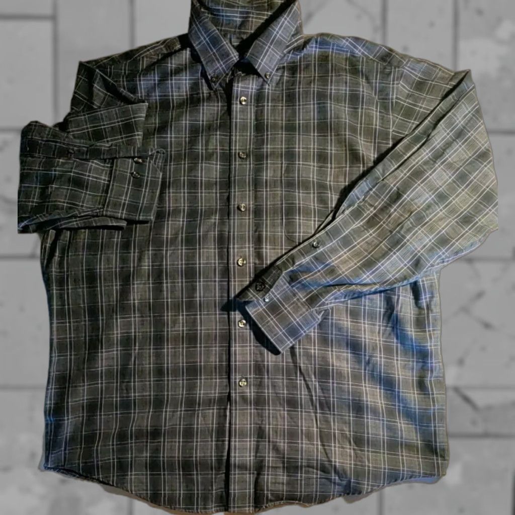 Joseph & Feiss Dress Shirt Men's L Purple Checker Long Sleeve