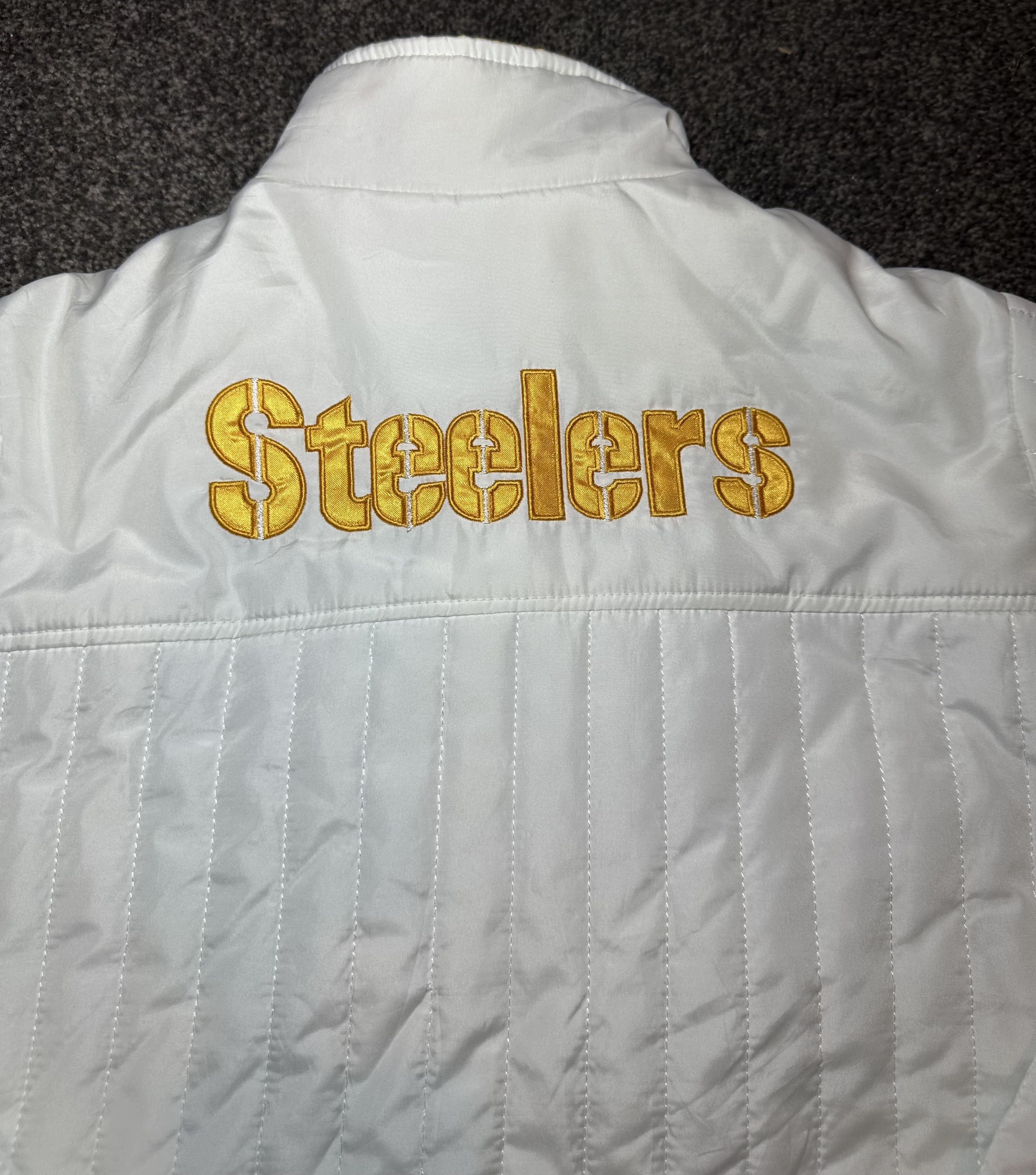 NFL Vintage 2010s Pittsburgh Steelers White Quilted Jacket Size M / US 6-8 / IT 42-44 - 5 Thumbnail