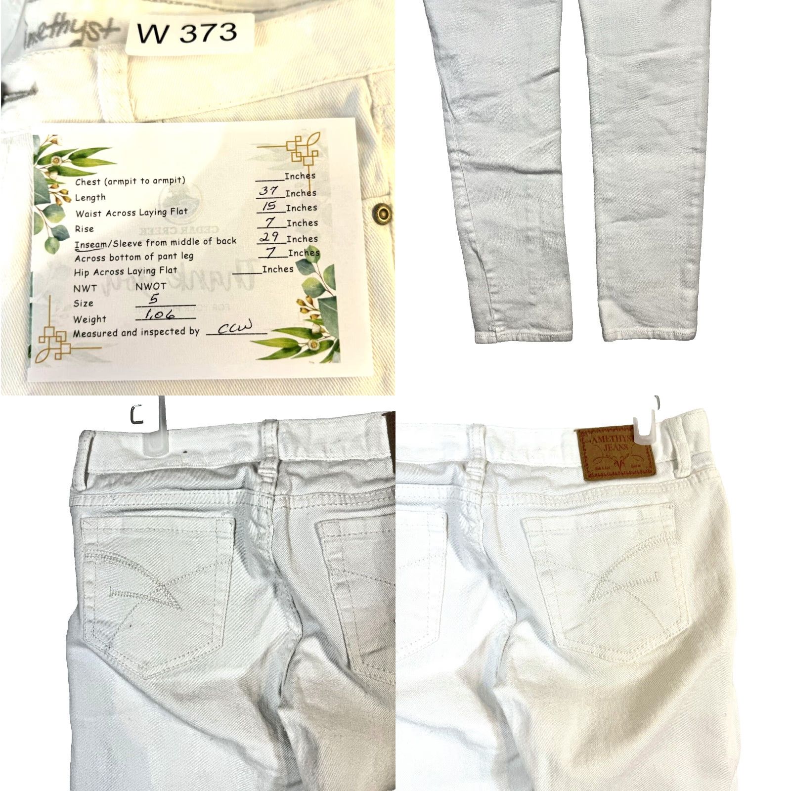 Vintage Amethyst Women's Size 5 White Denim Stretch Low Rise Skinny Jeans 5-Pocket Design Jeans Size 27" / US 4 / IT 40 - 8 Thumbnail