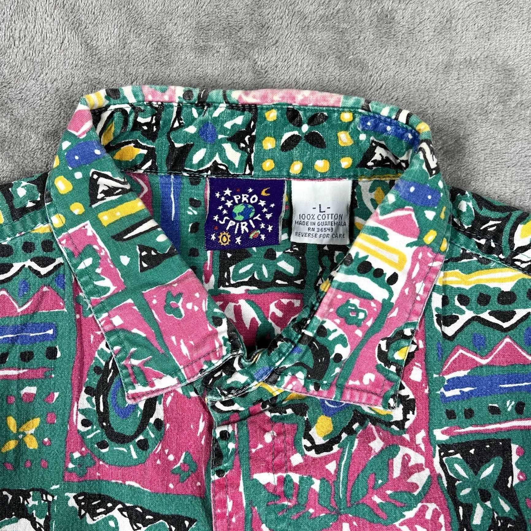 ESPIRIT VINTAGE Pro Spirit Men's Large Button Up Shirt Floral Pattern Hawaiian Retro 80s Size US L / EU 52-54 / 3 - 7 Thumbnail