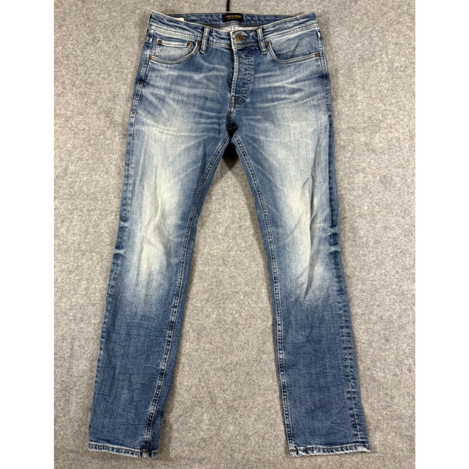 Jack & Jones Jack & Jones Jeans Mens 33/32 Blue Denim Slim Glenn Fit Button Fly Whisker Pockets Jeans Size US 33 - 2 Thumbnail