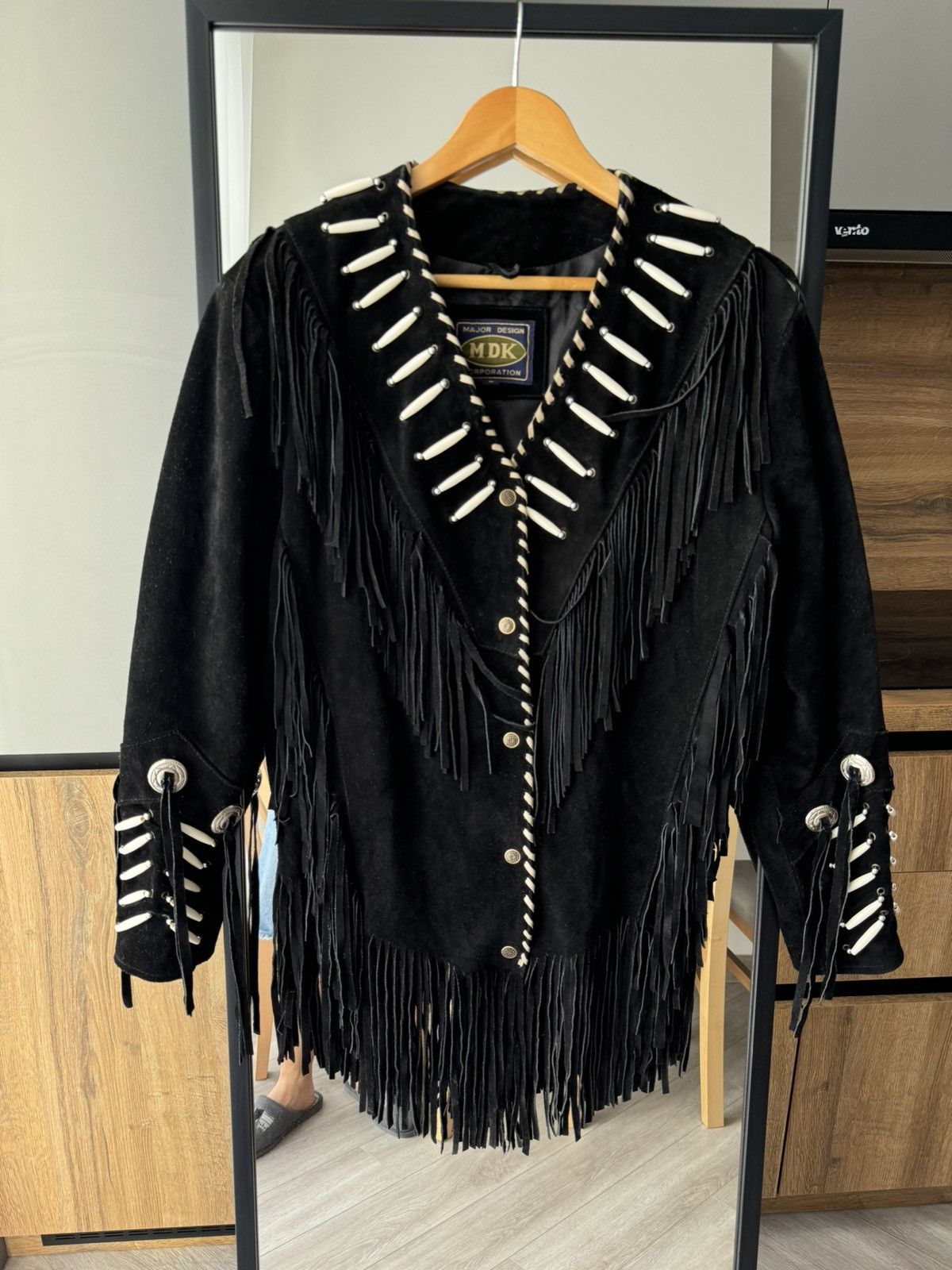 Vintage Vintage 70s Western Fringe Tassel Leather Jacket Size L / US 10 / IT 46 - 1 Thumbnail