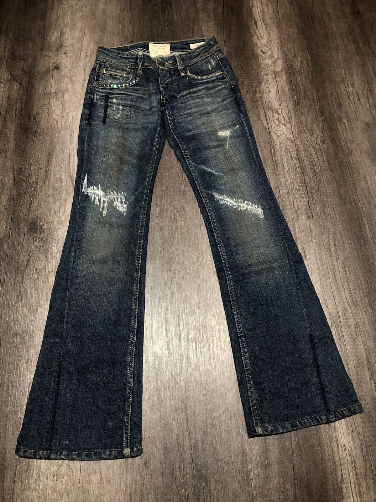 Taverniti × Vintage Distressed Denim Taverniti Jeans Courtney Flare Design Size 27" / US 4 / IT 40 - 2 Thumbnail