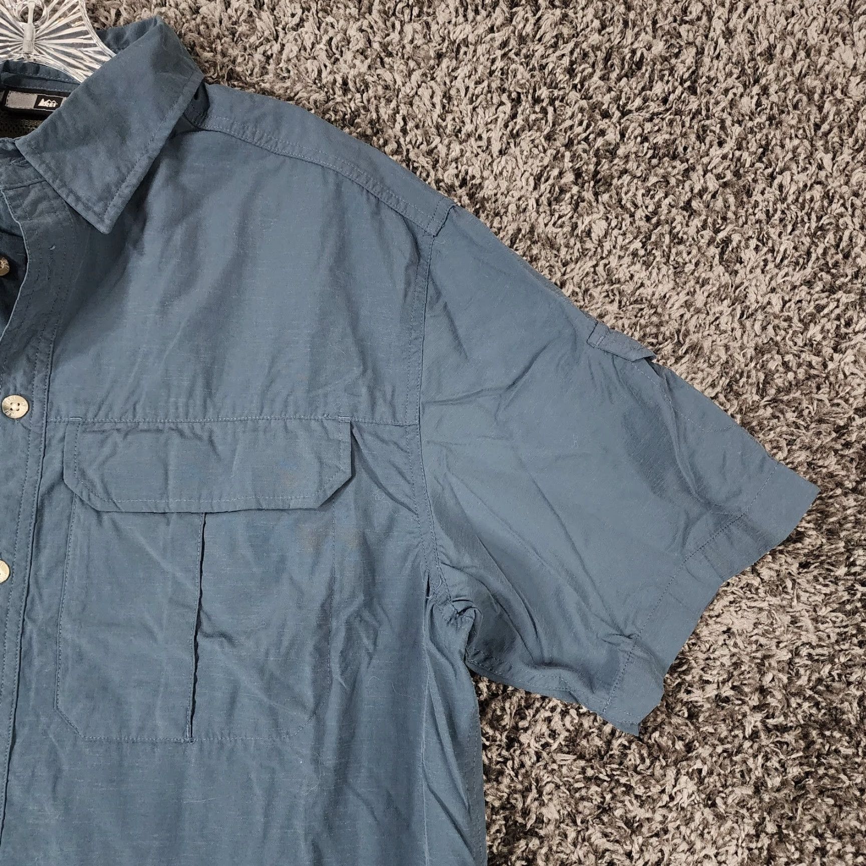 Vintage REI Shirt Short Sleeve Button-Up Blue Size M Mens Size US 31 - 3 Thumbnail