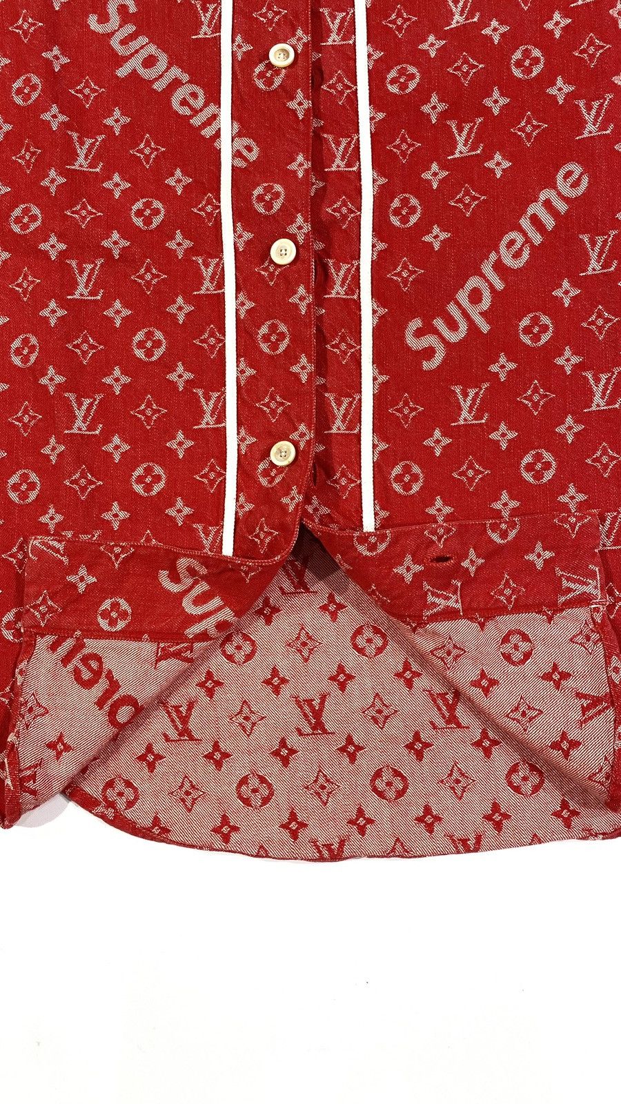 Louis Vuitton × Supreme Louis Vuitton X Supreme 4L Baseball Jersey Denim Monogram Size US XXL / EU 58 / 5 - 3 Thumbnail