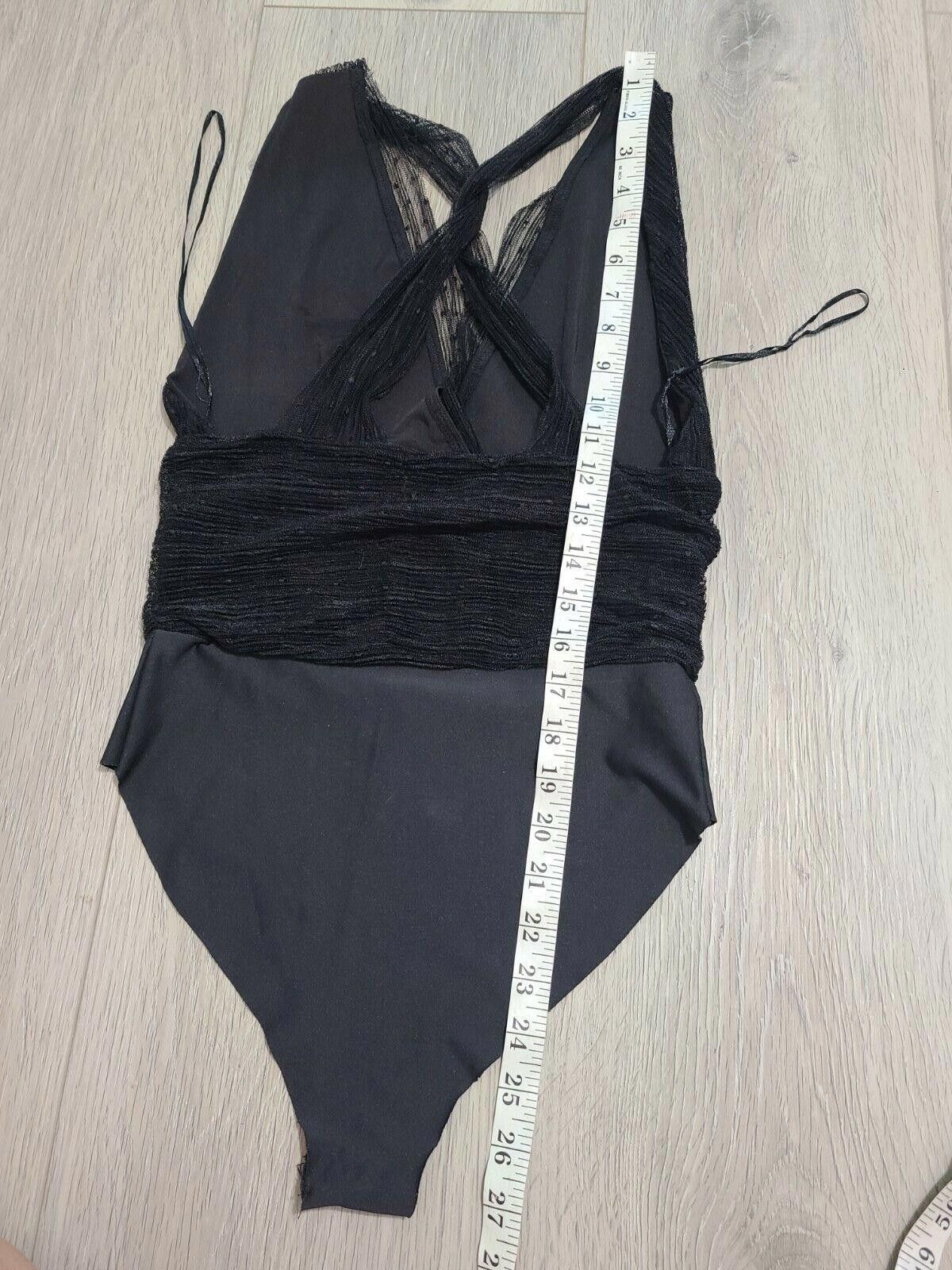 Designer Anna Grace Body Suit Top Small Black Lace Halter body con Size S / US 4 / IT 40 - 5 Thumbnail