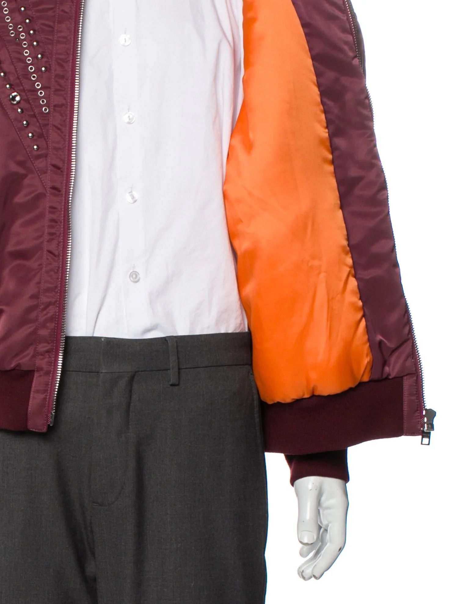 Celine o1bcso1str0925 Embroidered Bomber Jacket in Burgandy Size US M / EU 48-50 / 2 - 5 Thumbnail