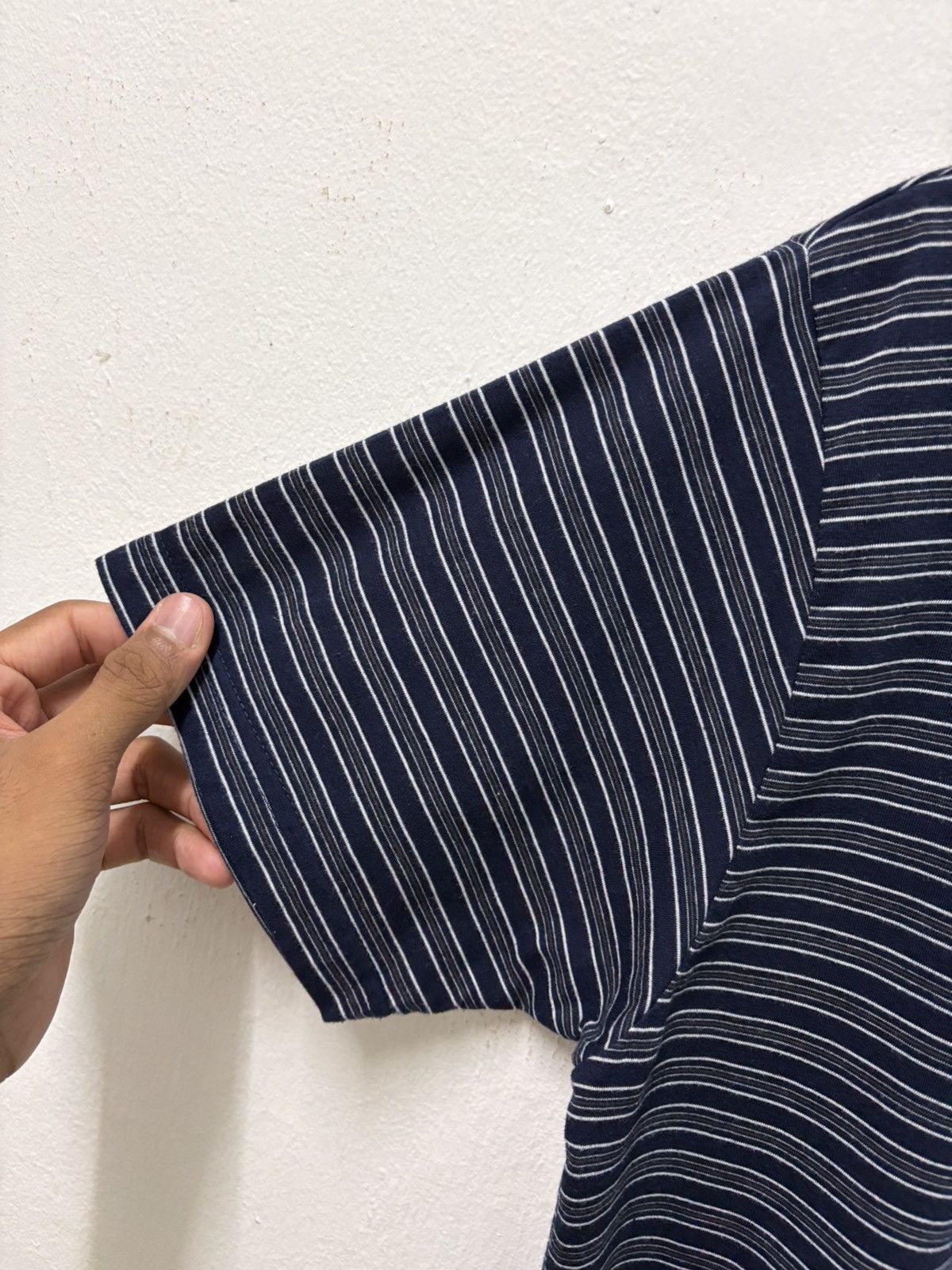 Japanese Brand × Y's × Yohji Yamamoto 2000's Sacsny Y'saccs Button Stripe Navy T-Shirt Size US M / EU 48-50 / 2 - 7 Thumbnail