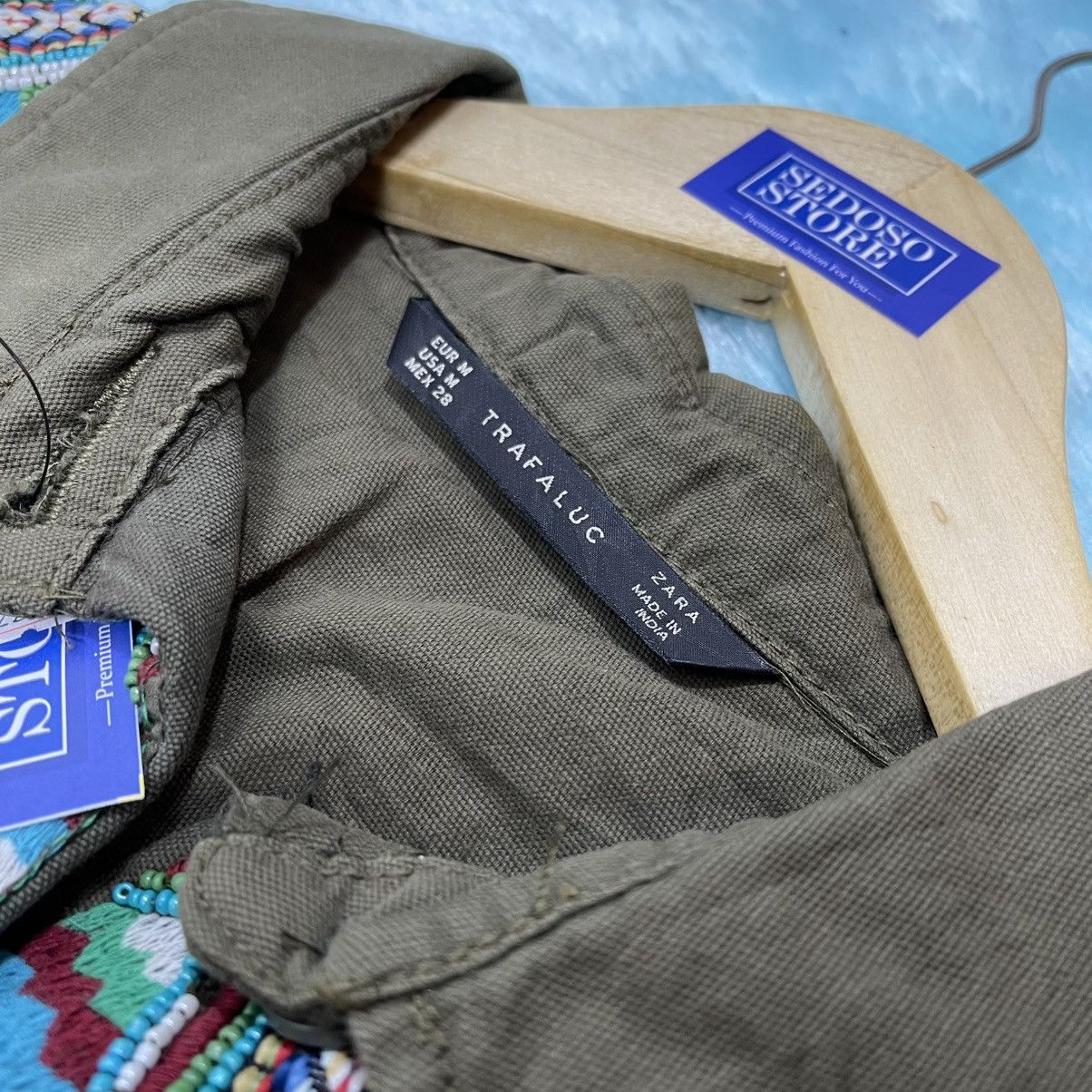 Zara Zara Olive Green Jacket with Embroidered Detail Size M / US 6-8 / IT 42-44 - 5 Thumbnail