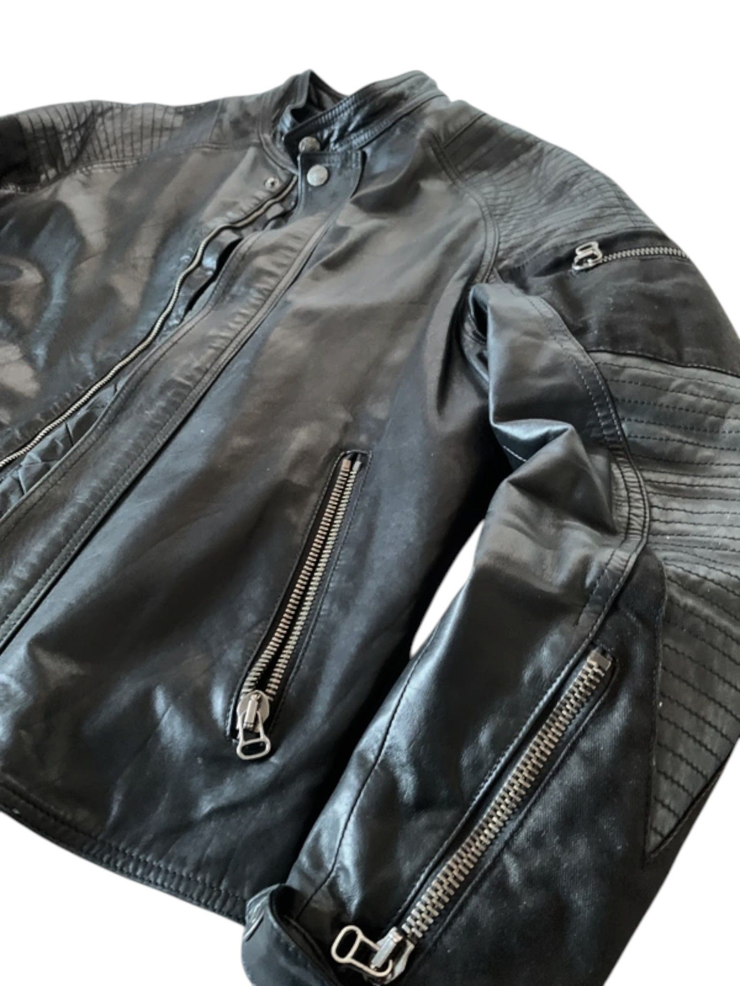 Just Cavalli Just Cavalli Black Leather Biker Jacket Size US M / EU 48-50 / 2 - 1 Thumbnail