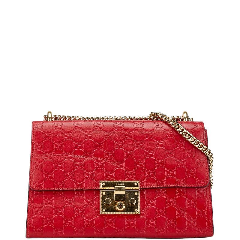 Gucci Gucci/ Padlock Gucci Signature Leather 2Way Shoulder Bag Red 409486 Leather Shoulder Bag 409486, Women's