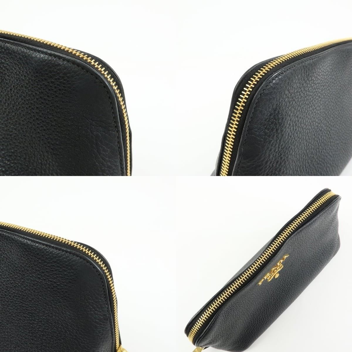 Prada Prada Logo Calfskin Cosmetic Pouch Black Size ONE SIZE - 5 Thumbnail