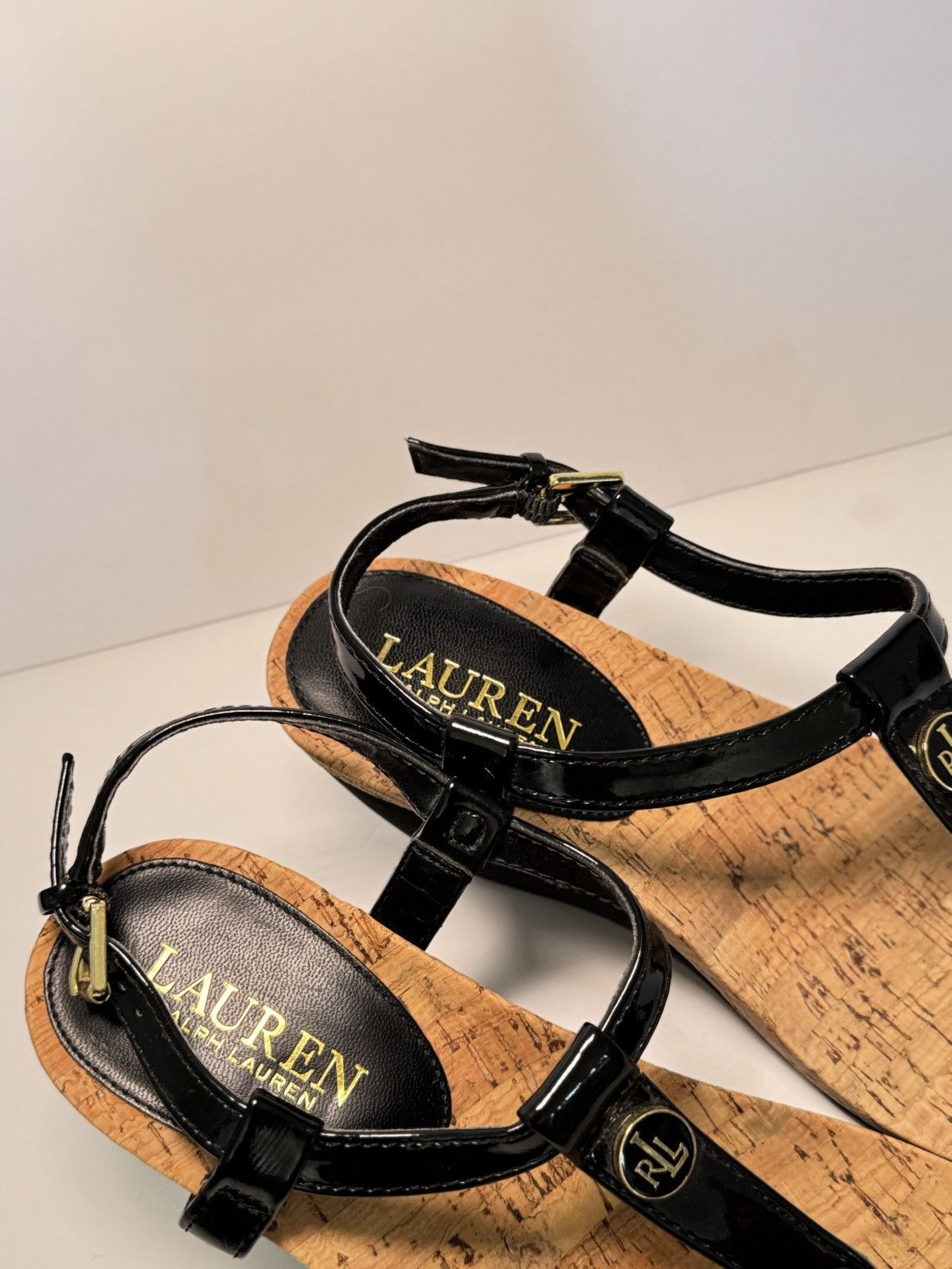 Lauren Ralph Lauren Lauren Ralph Lauren black patent cork wedge sandals Size US 6 / IT 36 - 3 Thumbnail