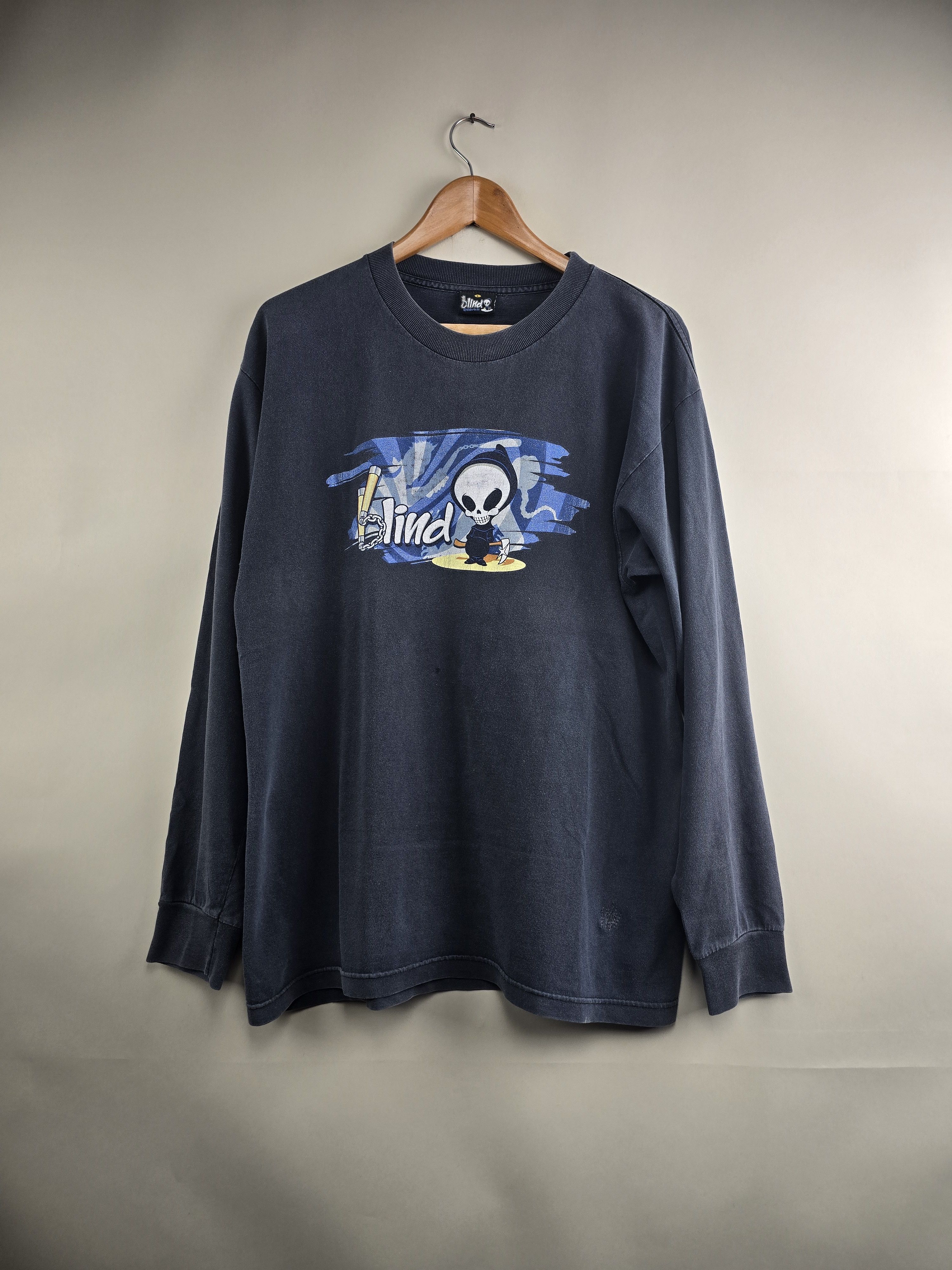 Blind Skateboards × Hook-Ups × Vintage 90s Blind Skateboards Reaper Long-sleeved L 22" 29" Size US L / EU 52-54 / 3 - 1 Thumbnail