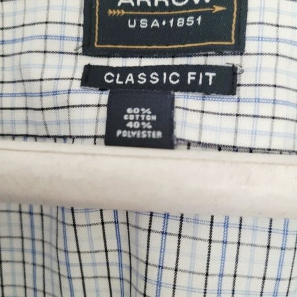 Arrow Classic Fit Checkered Collared Long Sleeve Button-Up Shirt Size US XL / EU 56 / 4 - 6 Thumbnail
