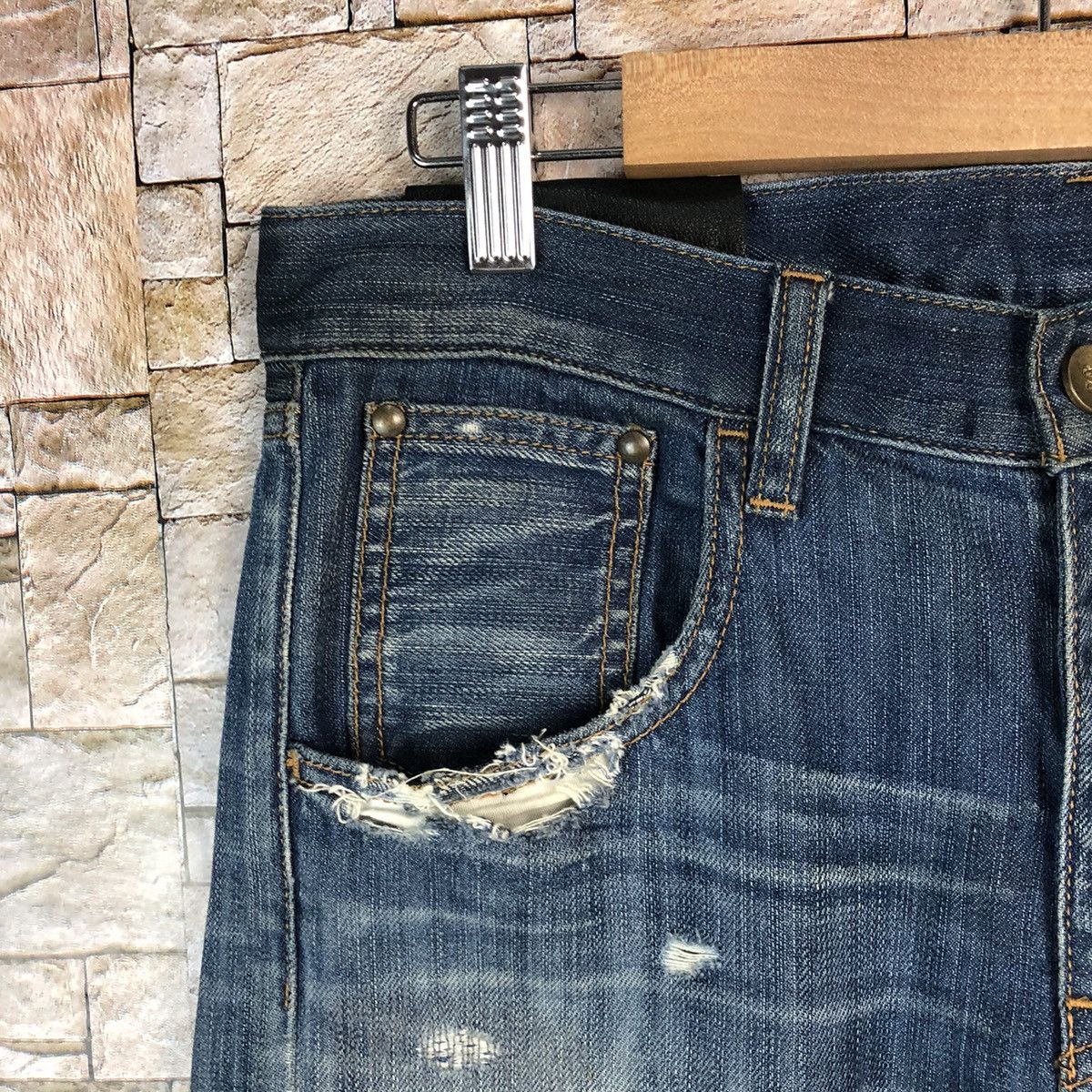 Japanese Brand Japanese Brand Blue Distressed Denim Pants #A997 Size US 28 / EU 44 - 7 Thumbnail