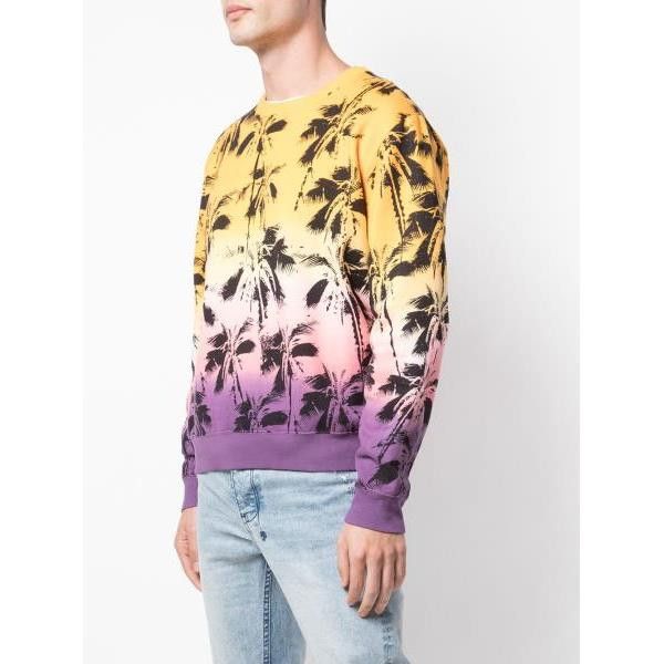 image of Saint Laurent Paris YVES Saint Laurent YSL Coconut Gradient Sweatshirt Size M in Black/Purple/Yello