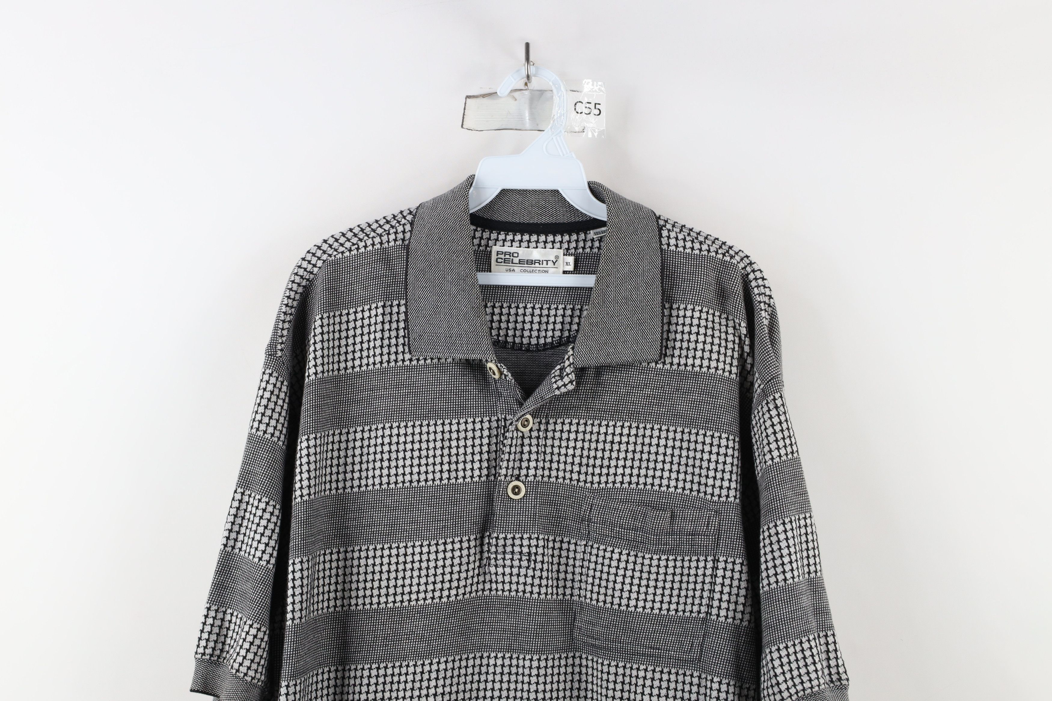 Vintage Vintage 90s Streetwear Houndstooth Knit Golf Polo Shirt Size US XL / EU 56 / 4 - 2 Thumbnail