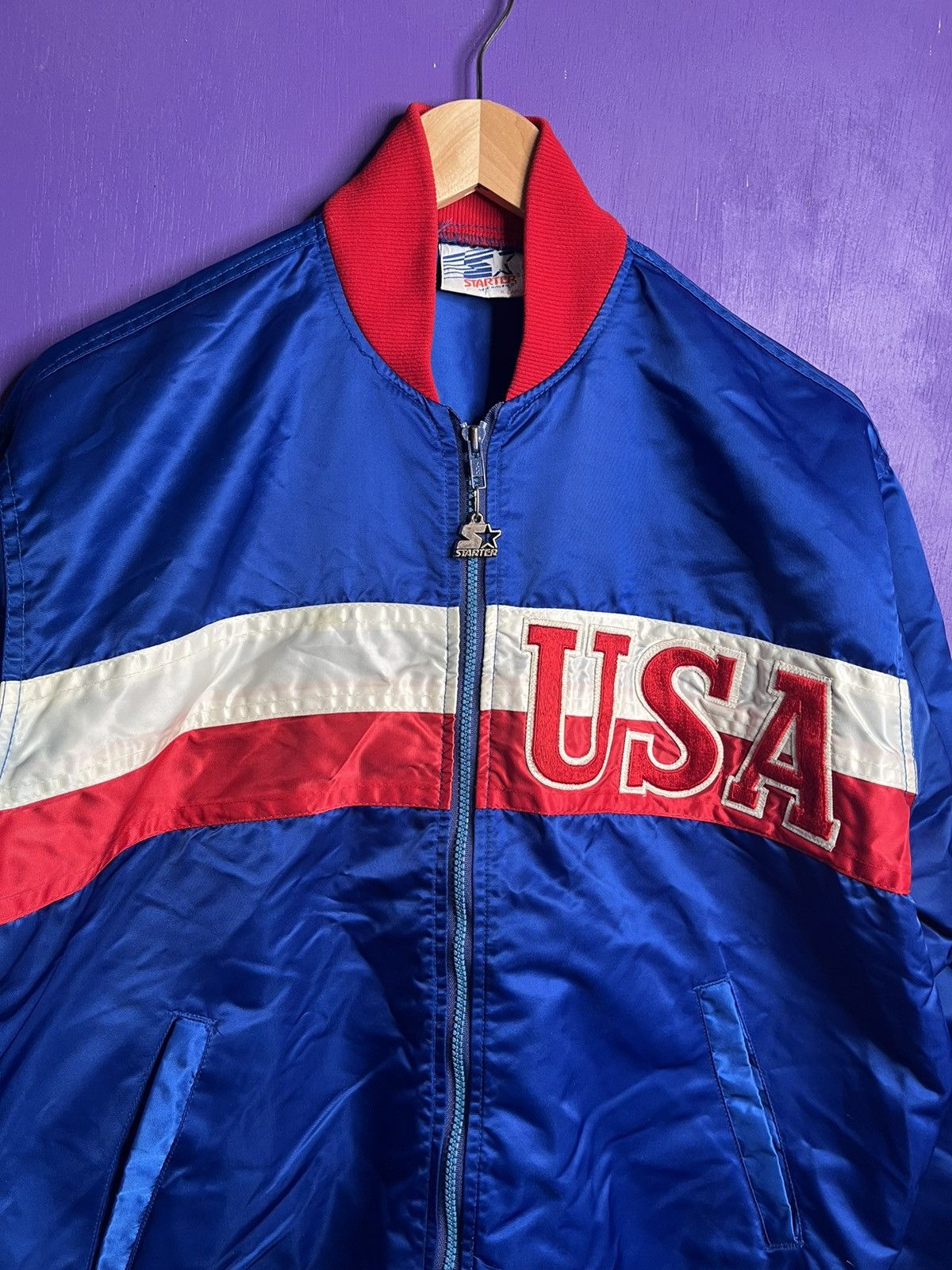 Starter × USA Olympics × Vintage Vintage 80s Starter team USA satin style jacket Size US XL / EU 56 / 4 - 3 Thumbnail