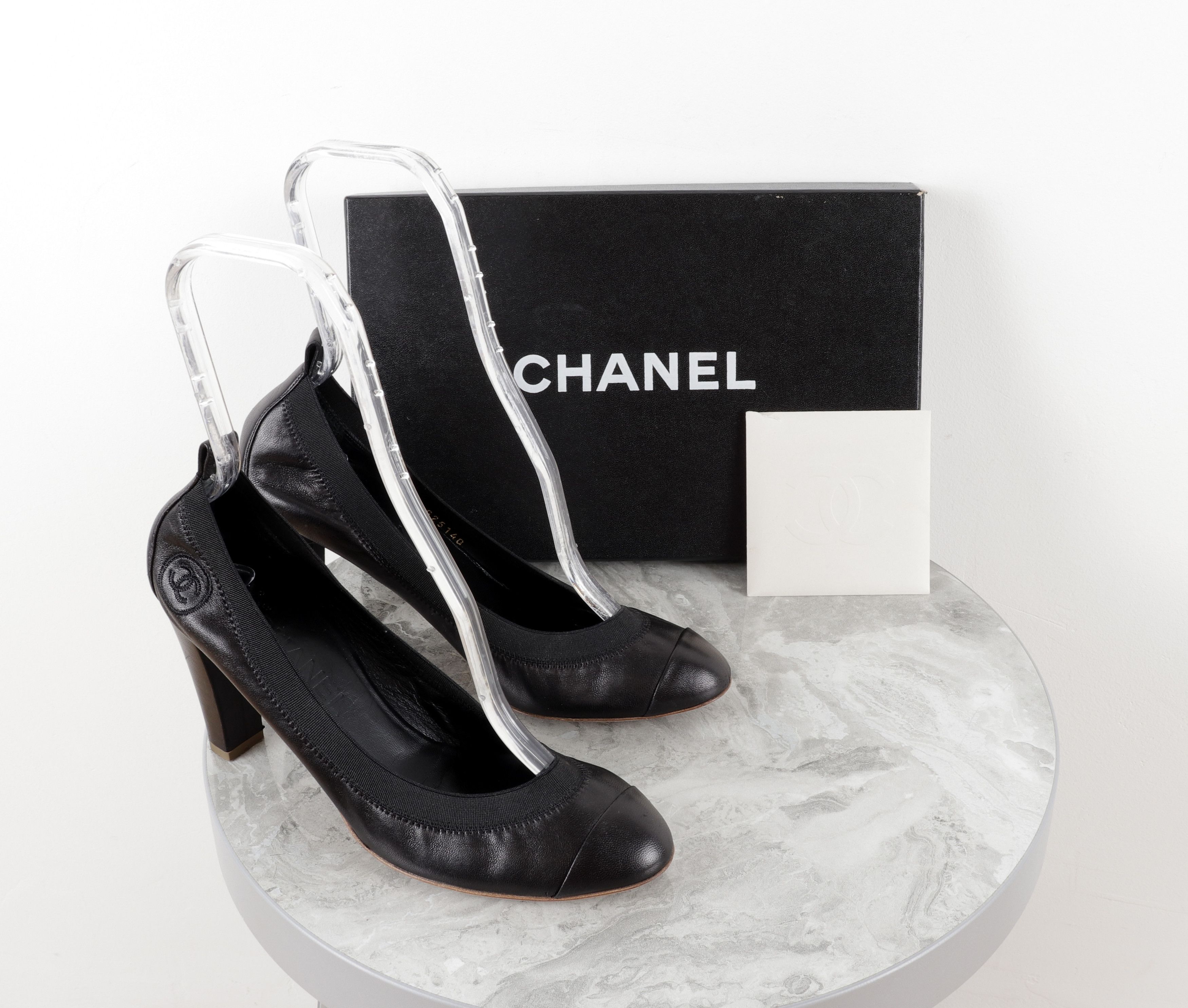 Chanel Chanel CC Logo Spirit Leather Stretch Black Heels Size US 9.5 / IT 39.5 - 2 Thumbnail