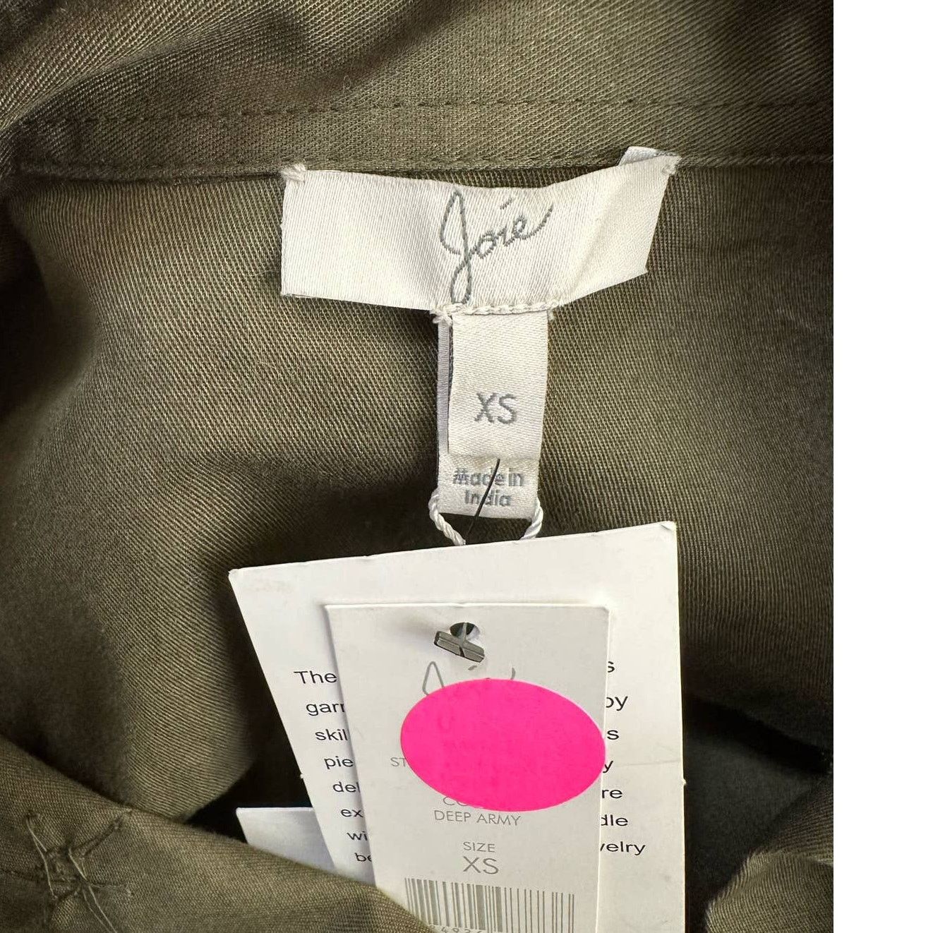 Joie Joie “Hayfa” Military Green Button Front Floral Shirt XS Size XS / US 0-2 / IT 36-38 - 3 Thumbnail