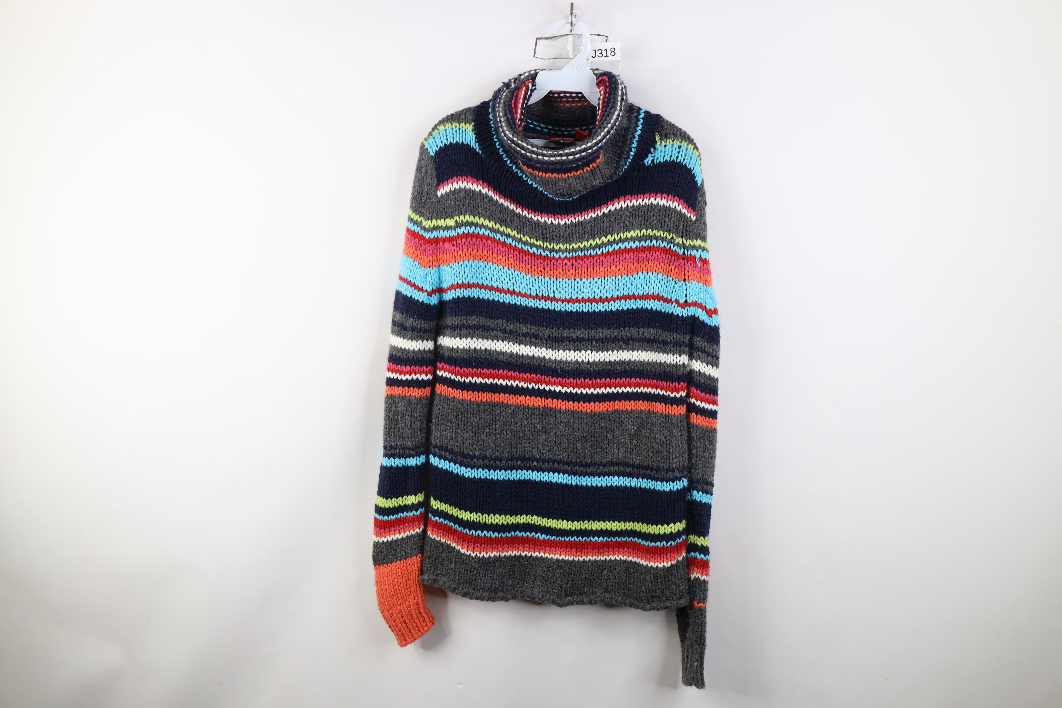Vintage Vintage 90s Y2K Babydoll Rainbow Striped Turtleneck Sweater Size XL / US 12-14 / IT 48-50 - 1 Thumbnail