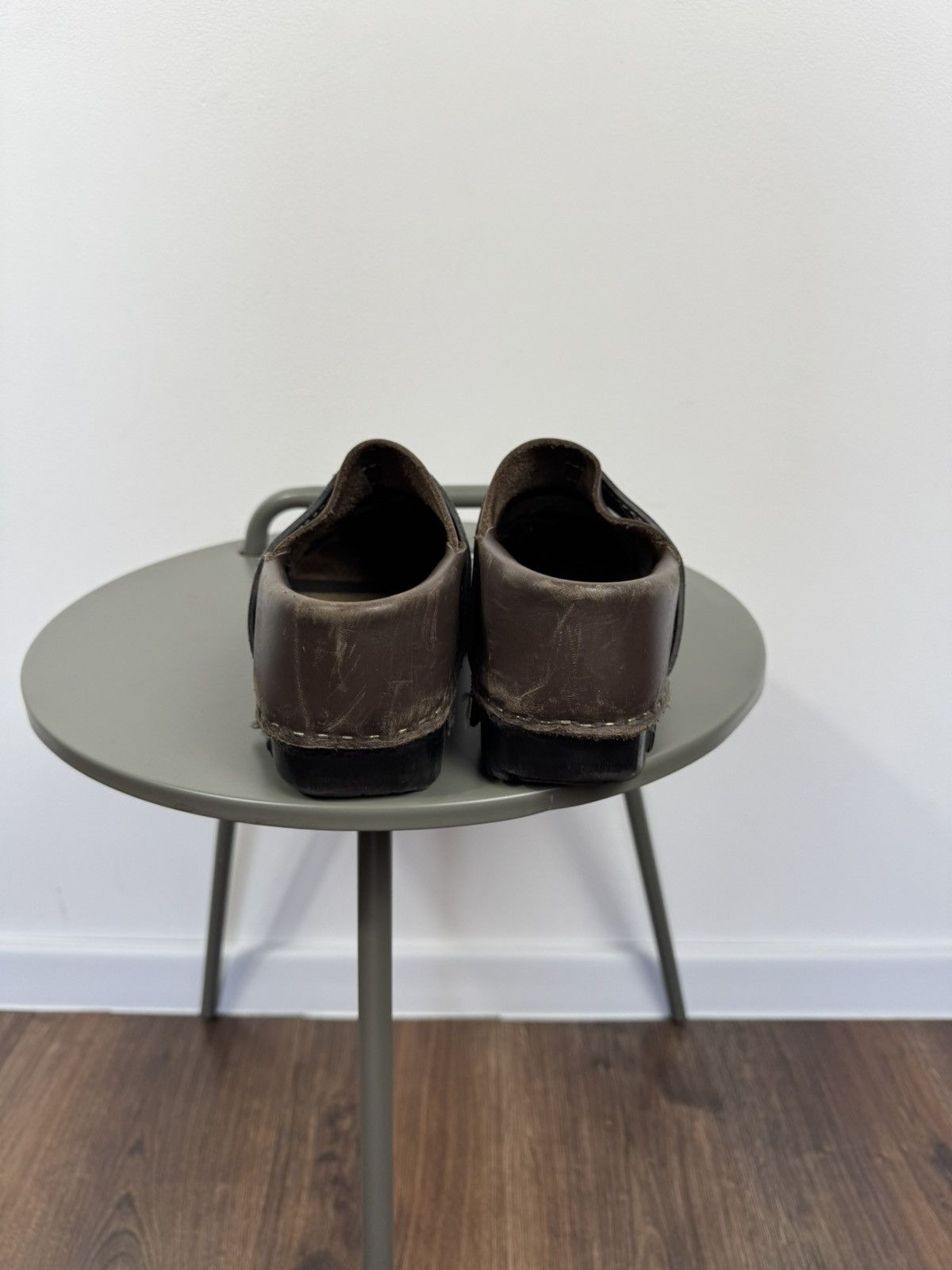 Other Vintage Brown Leather Clogs Wooden Sole Slip On Shoes EU 38 Size US 7 / IT 37 - 7 Thumbnail