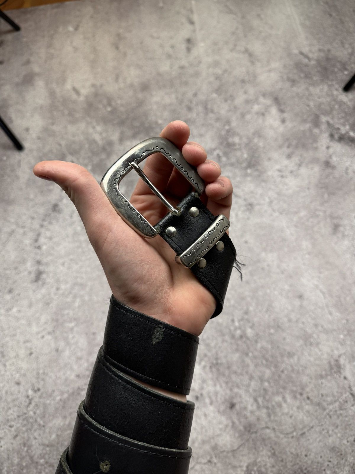 Japanese Brand 00ʼS NUMBER NINE STYLE JAPAN LEATHER Y2K BELT ARCHIVE BLACK Size ONE SIZE - 2 Thumbnail