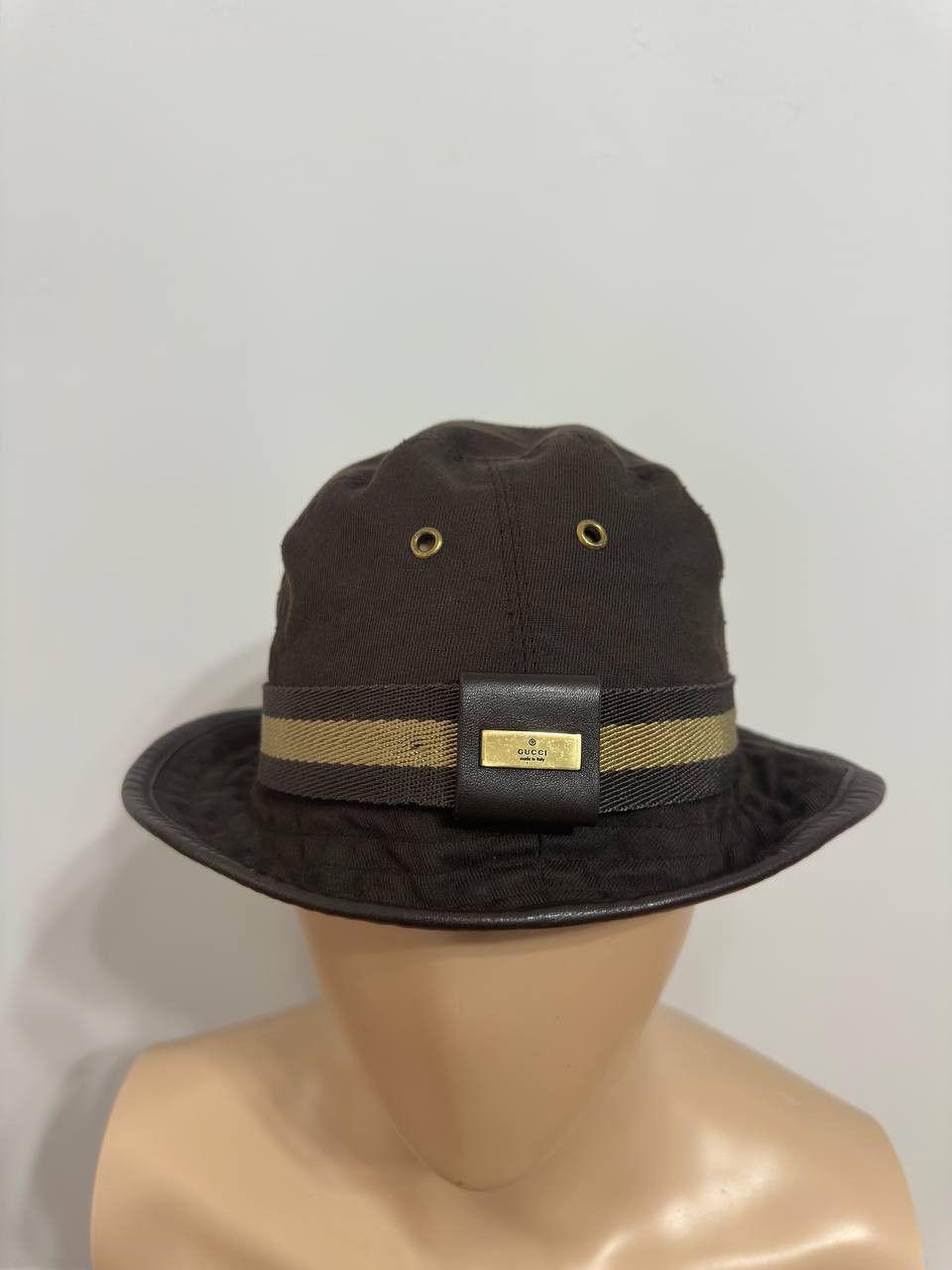 Gucci Vintage Gucci Stripe Bucket Hat with Leather Trim Size ONE SIZE - 2 Thumbnail