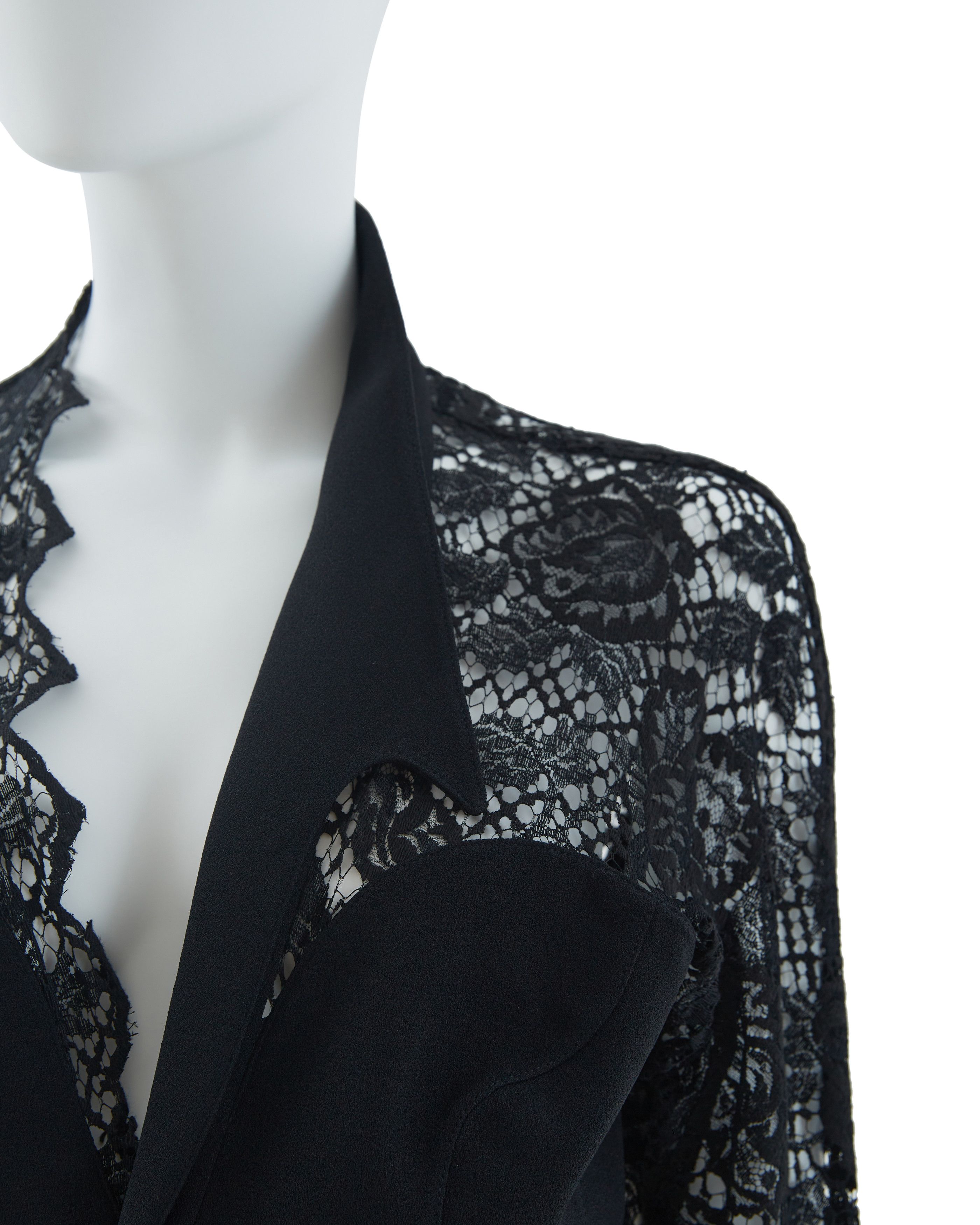 Thierry Mugler 1980s Black rayon blend crepe asymmetrically draped dress Size M / US 6-8 / IT 42-44 - 7 Thumbnail
