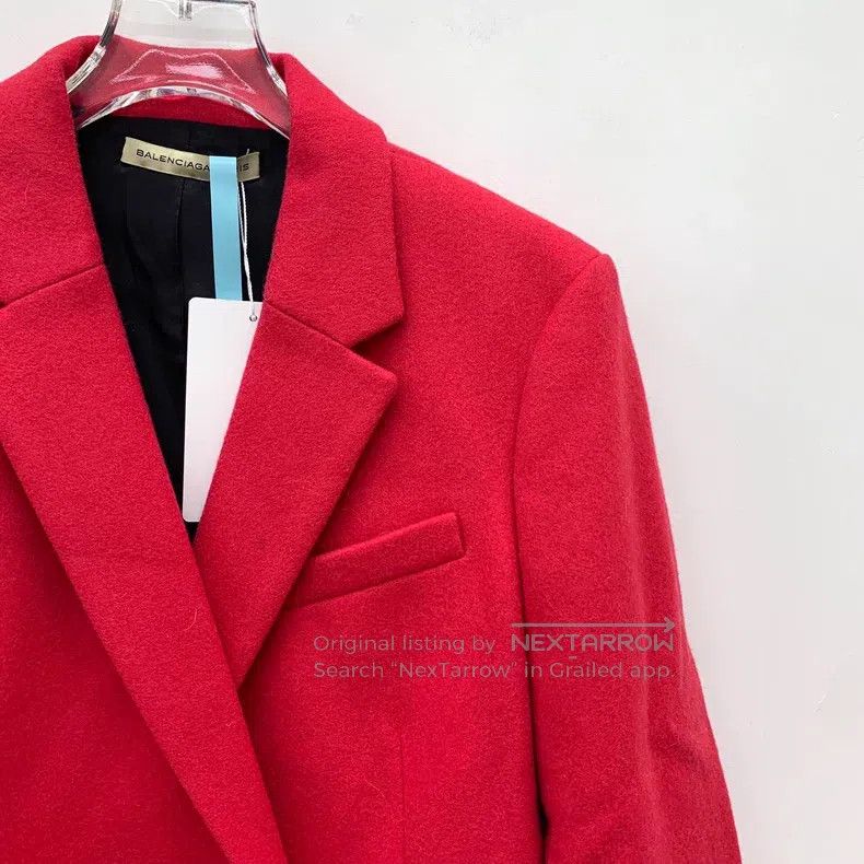 Balenciaga Balenciaga Red Wool Reversible Double Breasted Long Sleeve Size S / US 4 / IT 40 - 3 Thumbnail