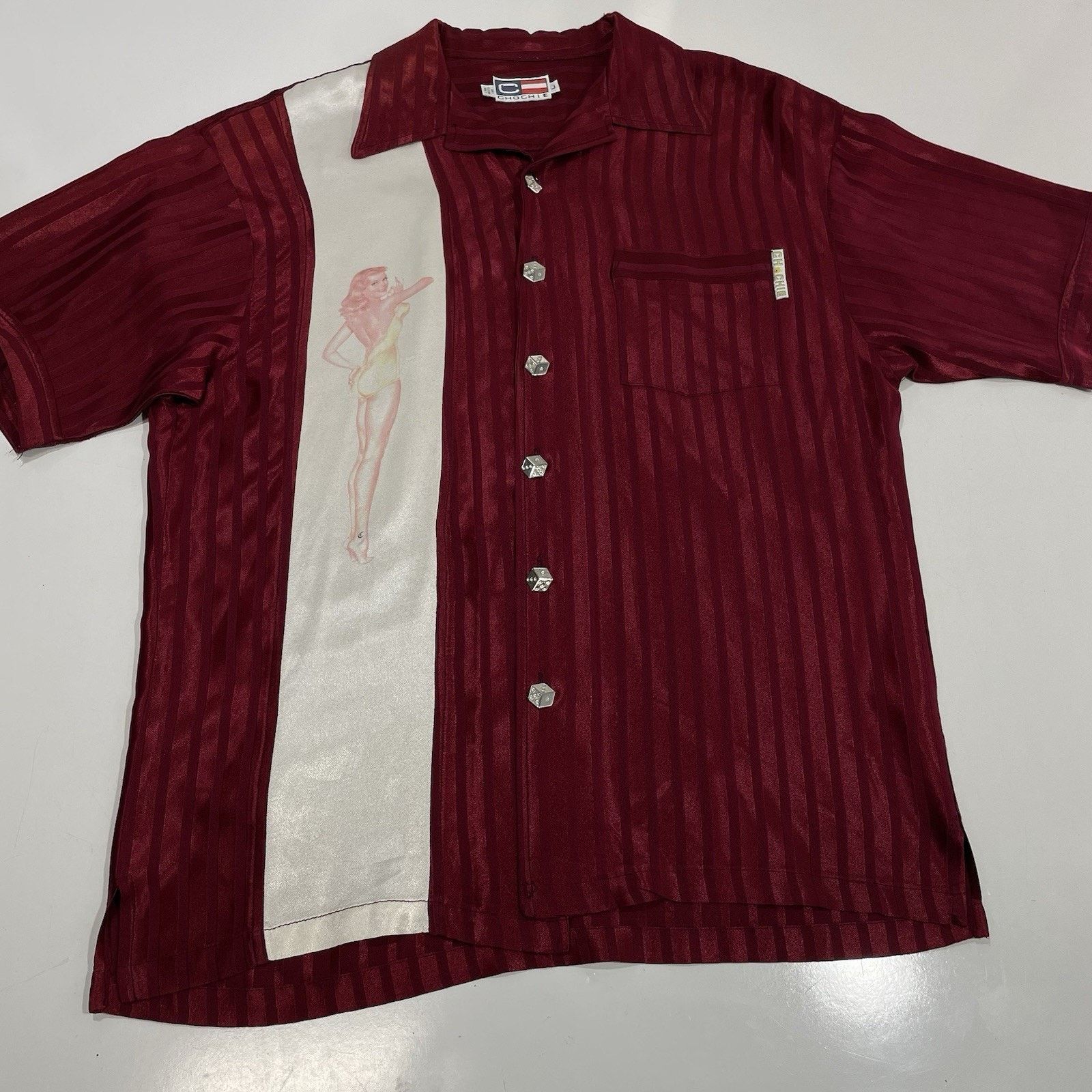Chocolate VTG CHOCHIE Men’s Shirt L Retro Pin Up Girl Flashy Club Dice Size US L / EU 52-54 / 3 - 2 Thumbnail