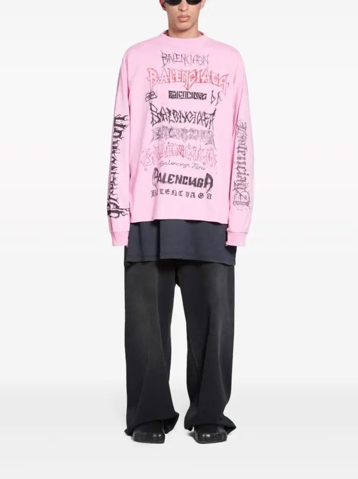 Balenciaga o1bcso1str0226 DIY Metal Long Sleeve T-Shirt Medium Fit Pink Size US S / EU 44-46 / 1 - 2 Thumbnail