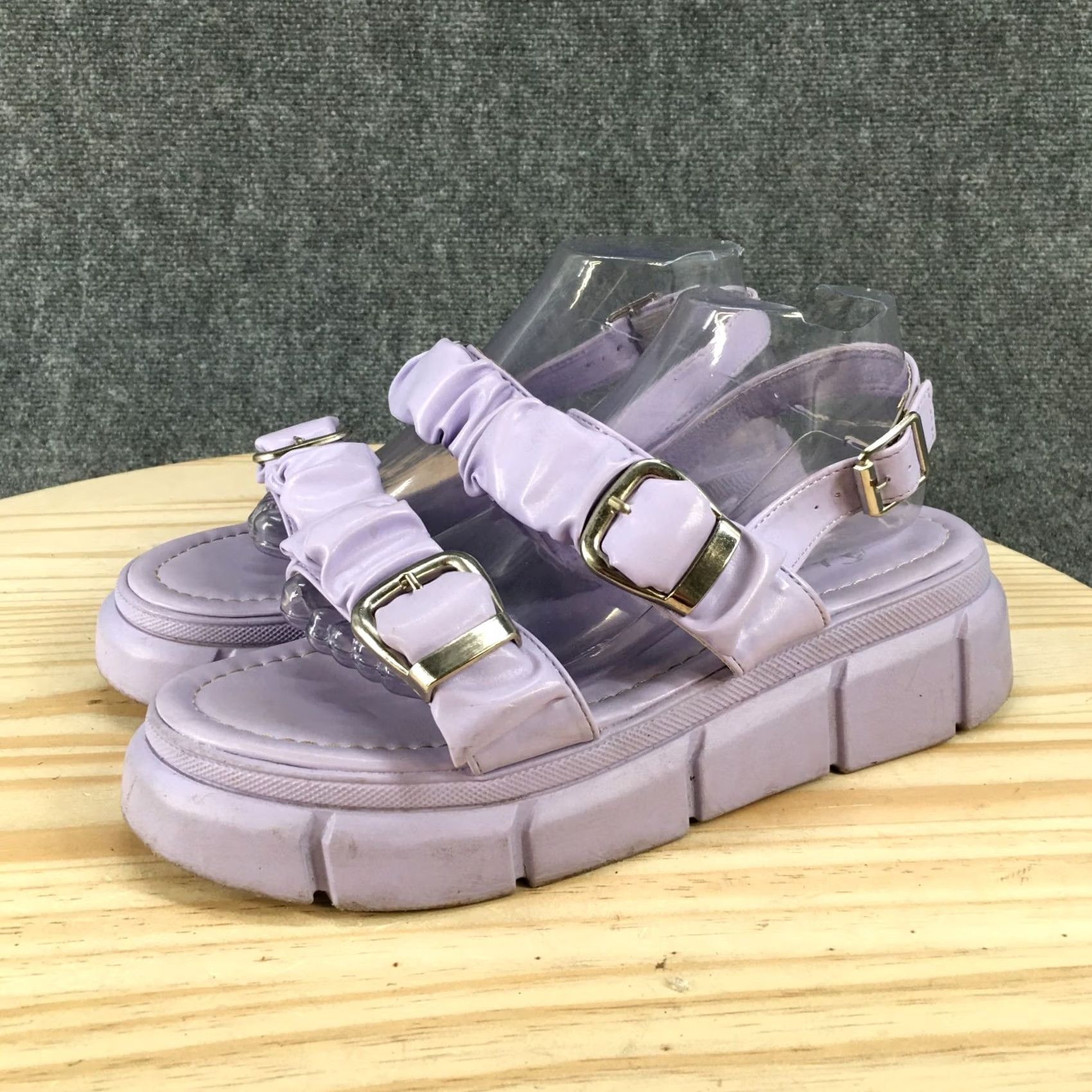 Shein SHEIN Sandals Womens 11 Casual Platform Adjustable Slingback Purple Faux Leather Size US 11 / IT 41 - 3 Thumbnail
