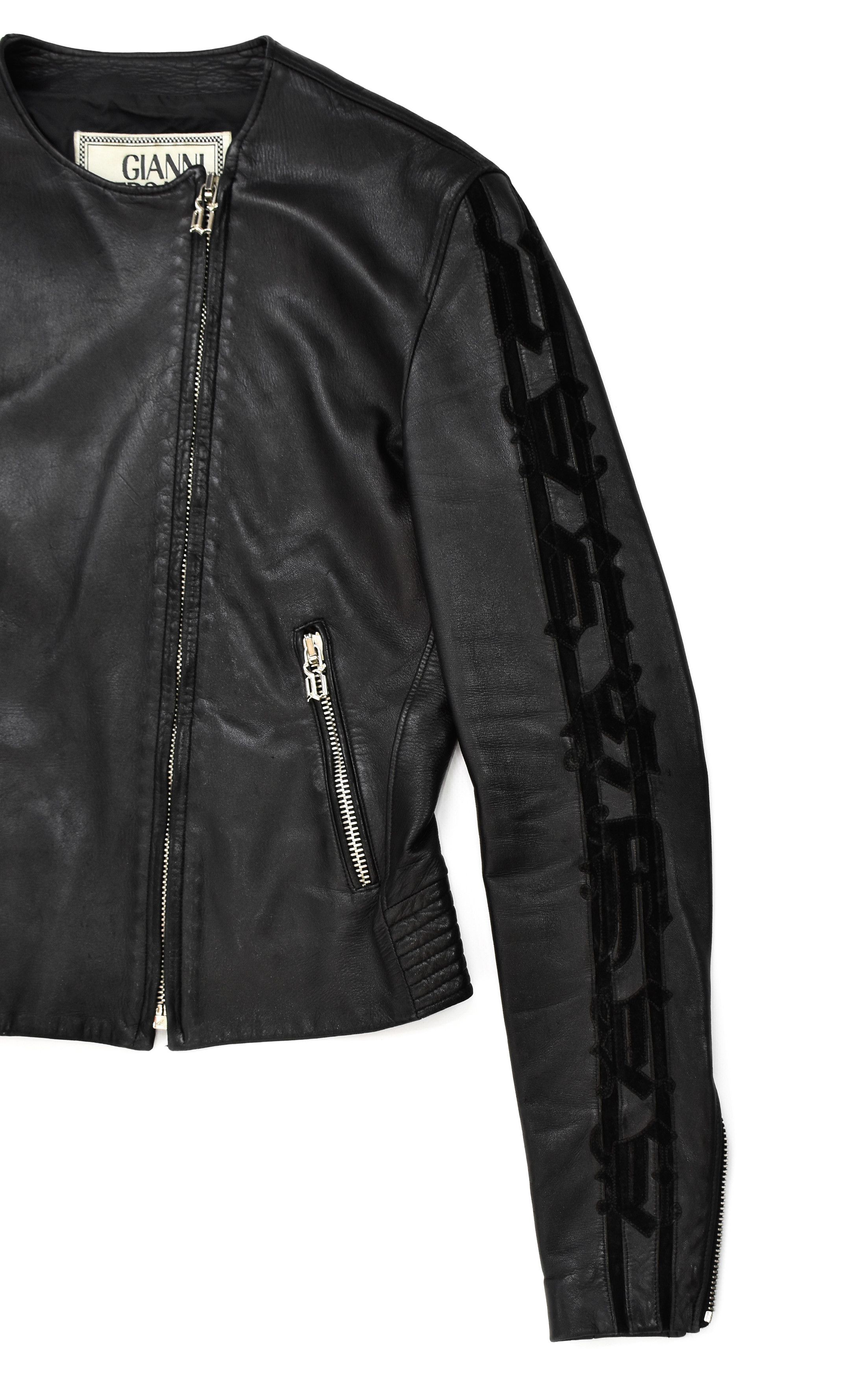 Versace RARE! Gianni Versace 2002 Gothic Leather Jacket Sleeves Logo Size S / US 4 / IT 40 - 6 Thumbnail
